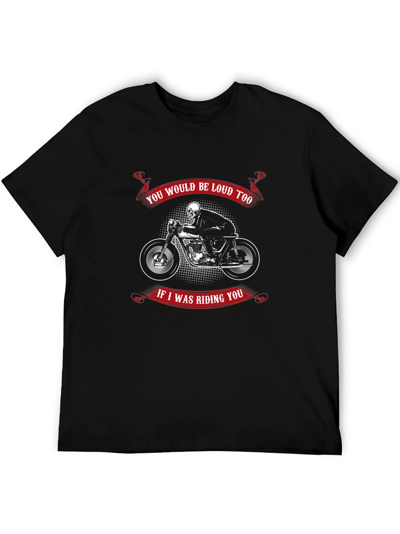 Black Skull Rider T-Shirt: Loud Motorcycle Graphic Tee view 5