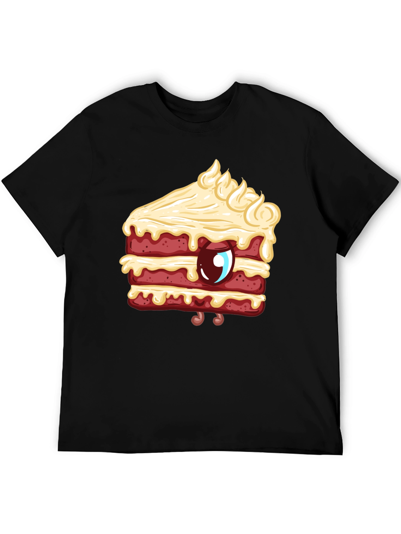 Black Cartoon Cake Slice Graphic Tee - Sweet Style! view 5