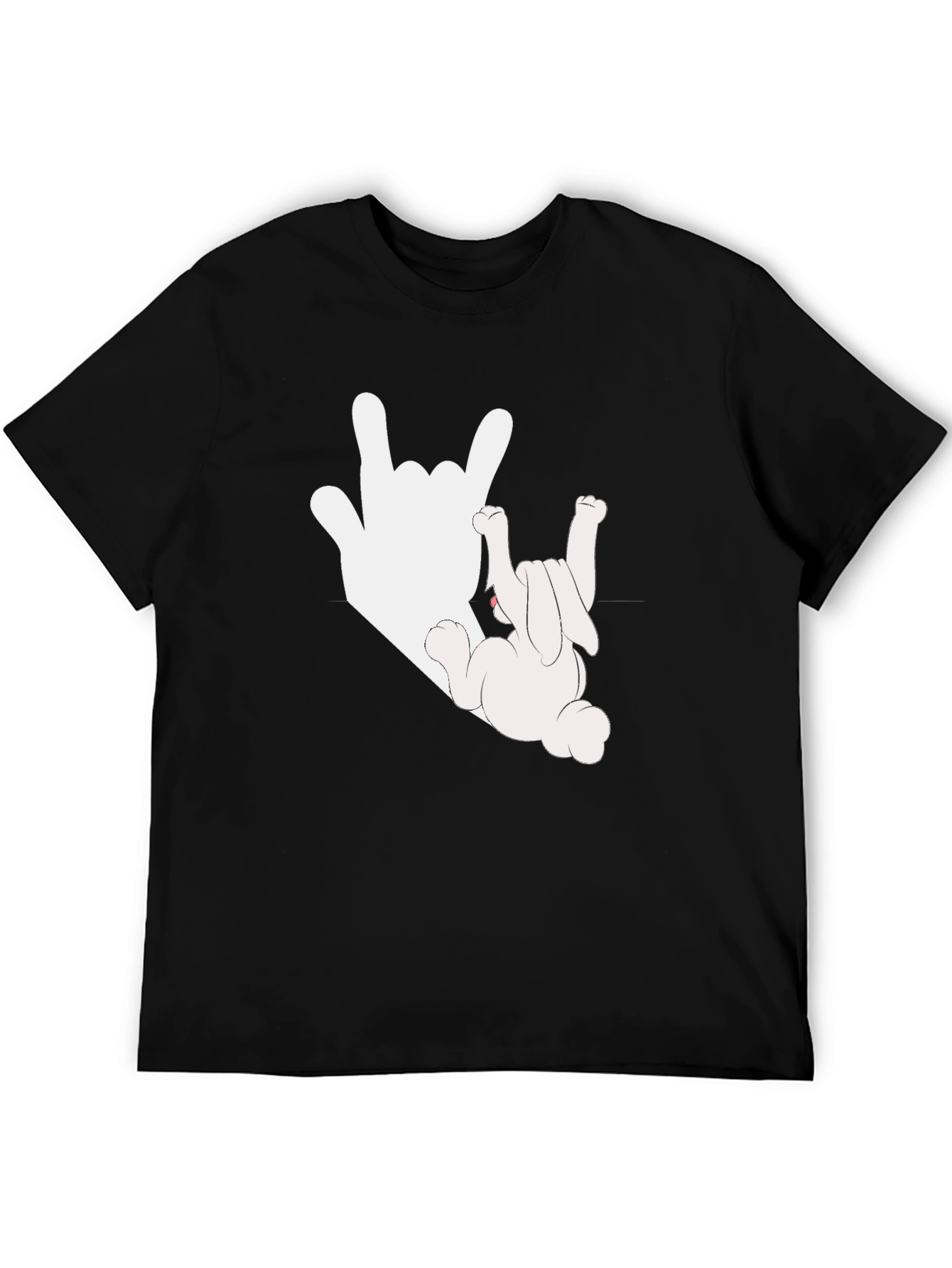 Black Rock On Bunny Graphic Tee - Black Cotton T-Shirt view 5