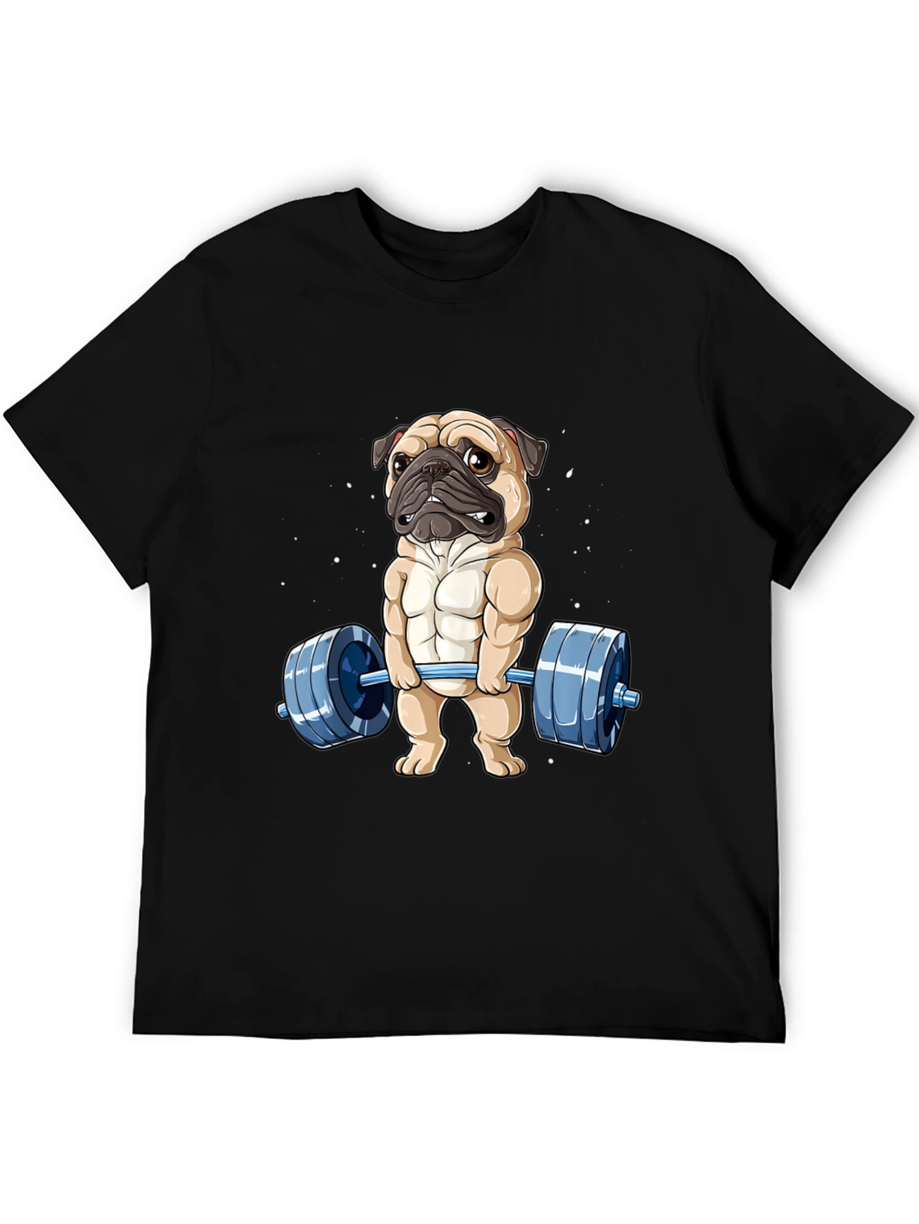 Black Muscle Pug Weightlifting Graphic Tee view 5