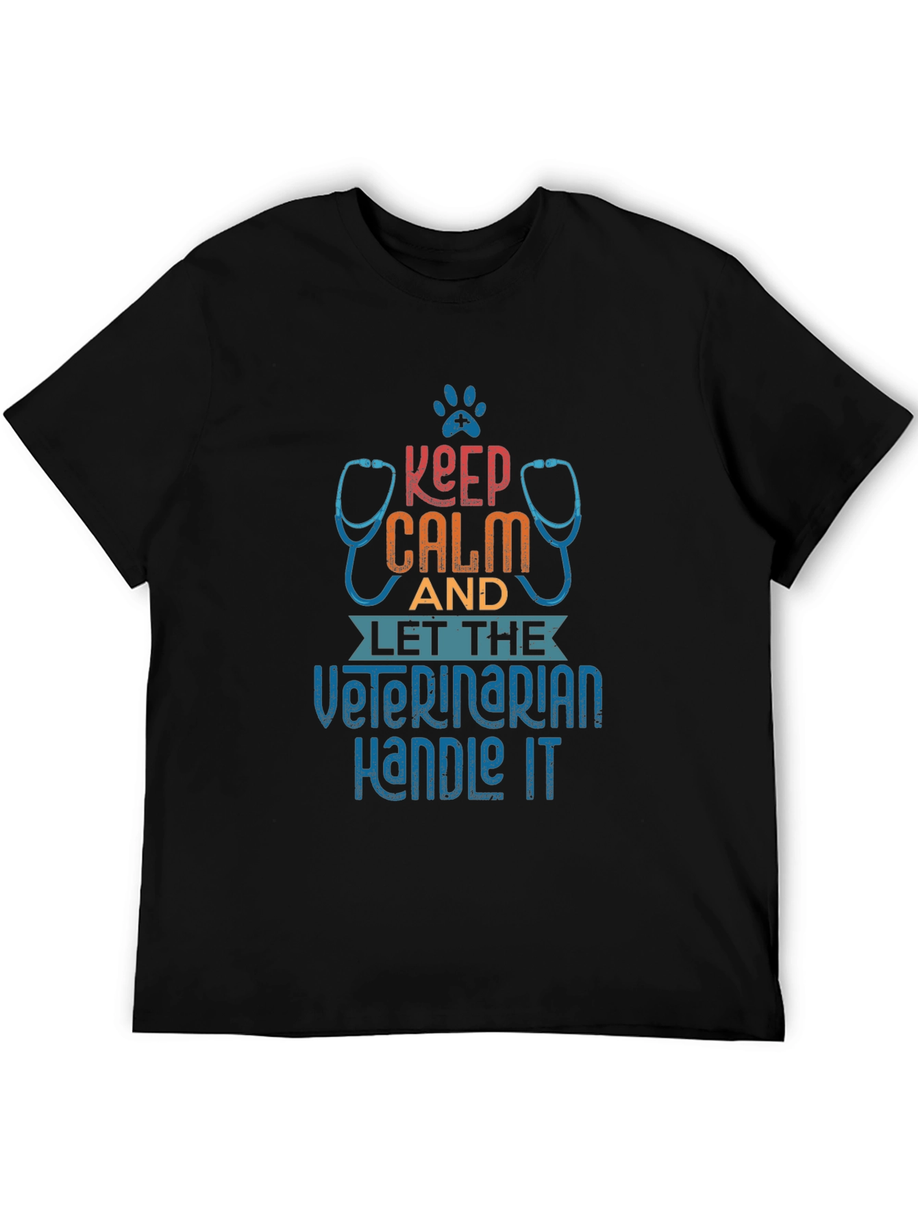 Black Keep Calm Veterinarian Handle It T-Shirt view 5