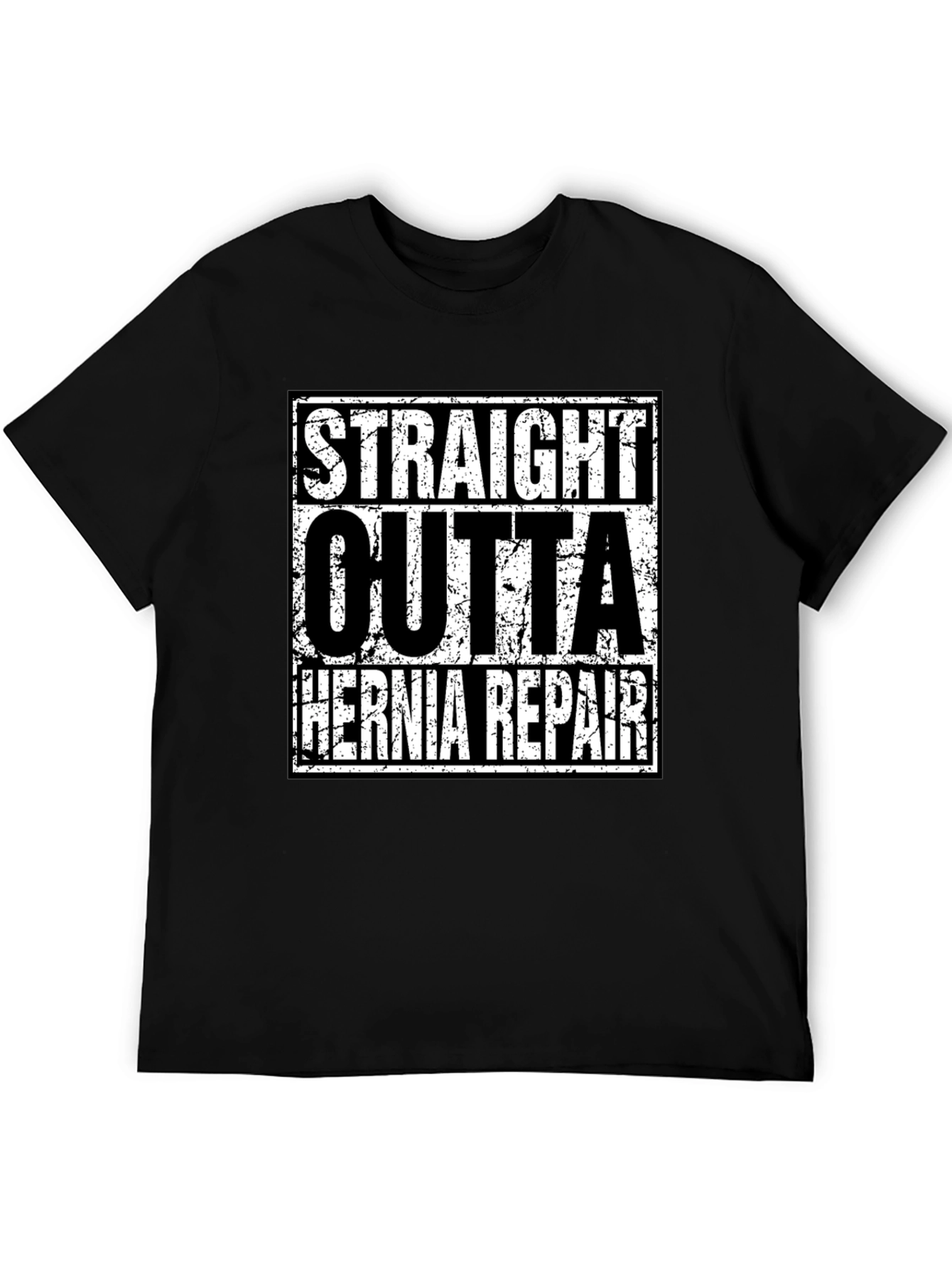 Black Straight Outta Hernia Repair T-Shirt view 5