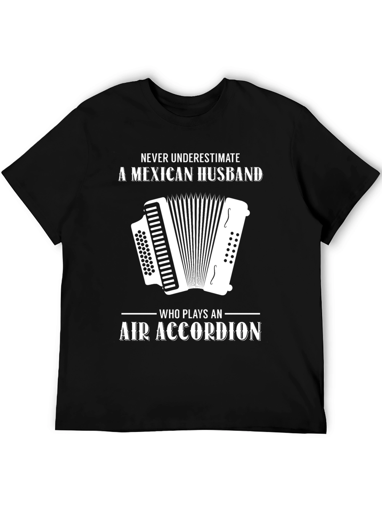 Black Mexican Husband Air Accordion Funny T-Shirt view 5