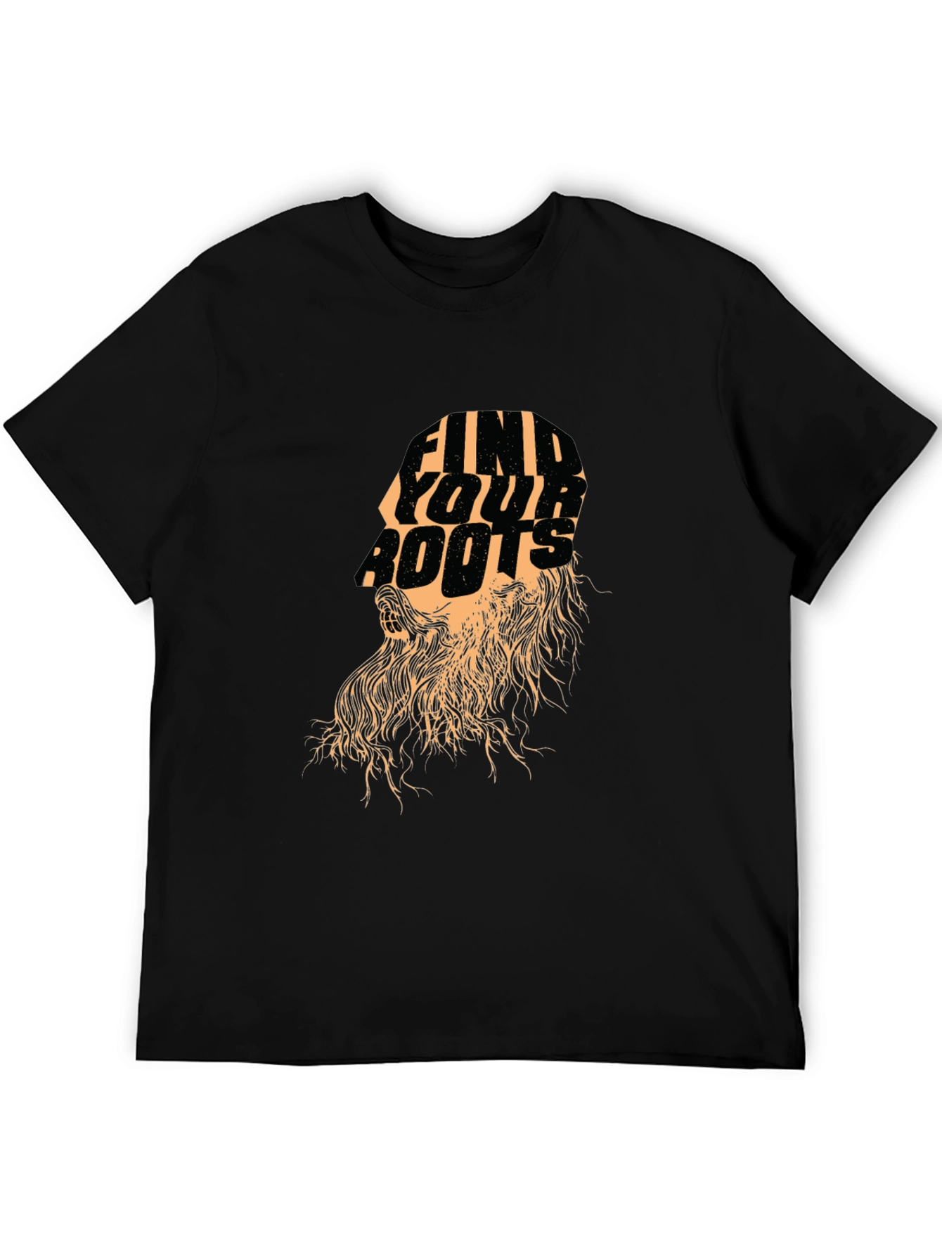 Black Find Your Roots Graphic Print Tee - Stylish Black T-Shirt view 5