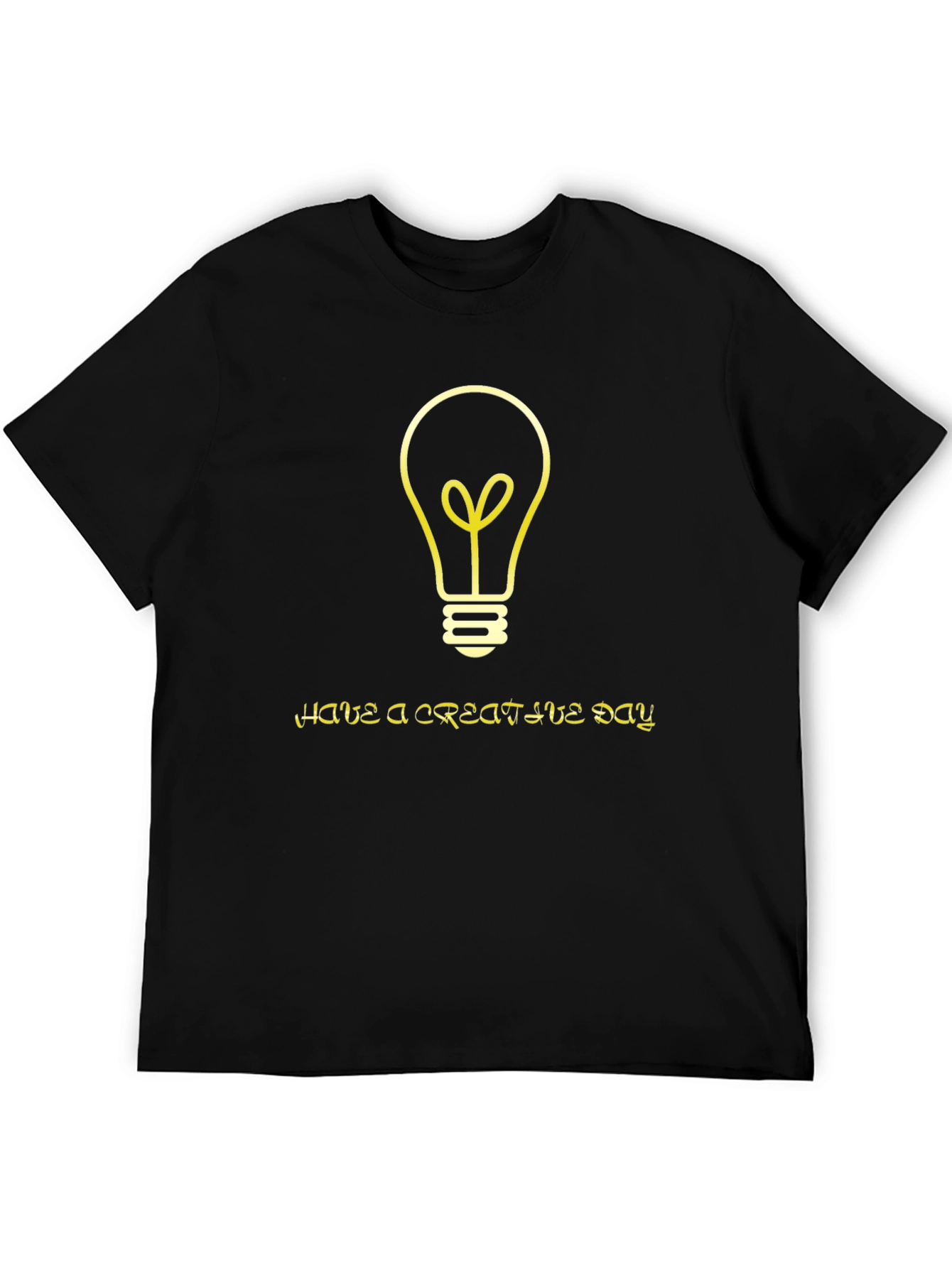Black Creative Idea T-Shirt - Black Cotton Tee with Lightbulb Graphic view 5