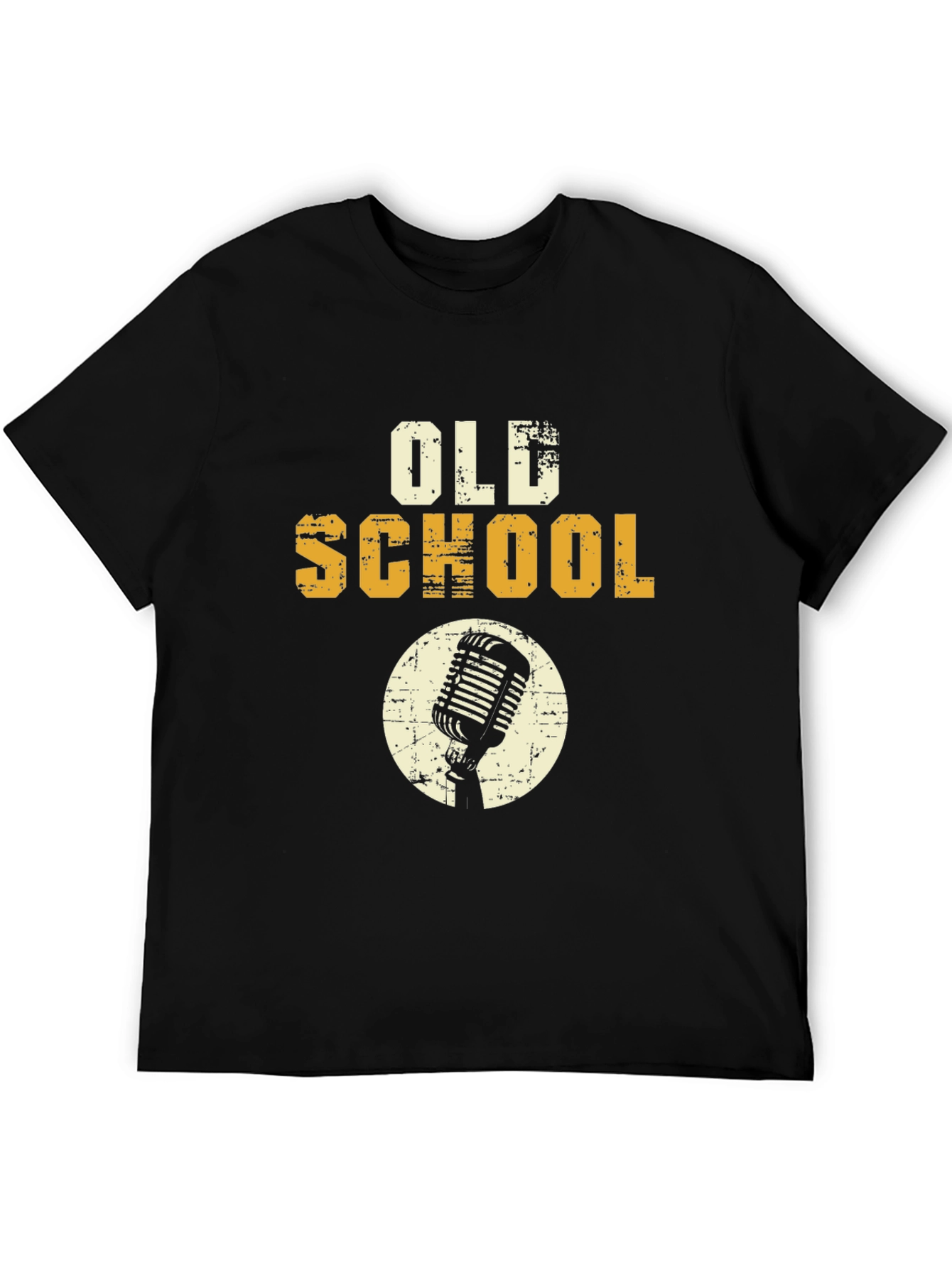 Black Old School Microphone Graphic Tee view 5