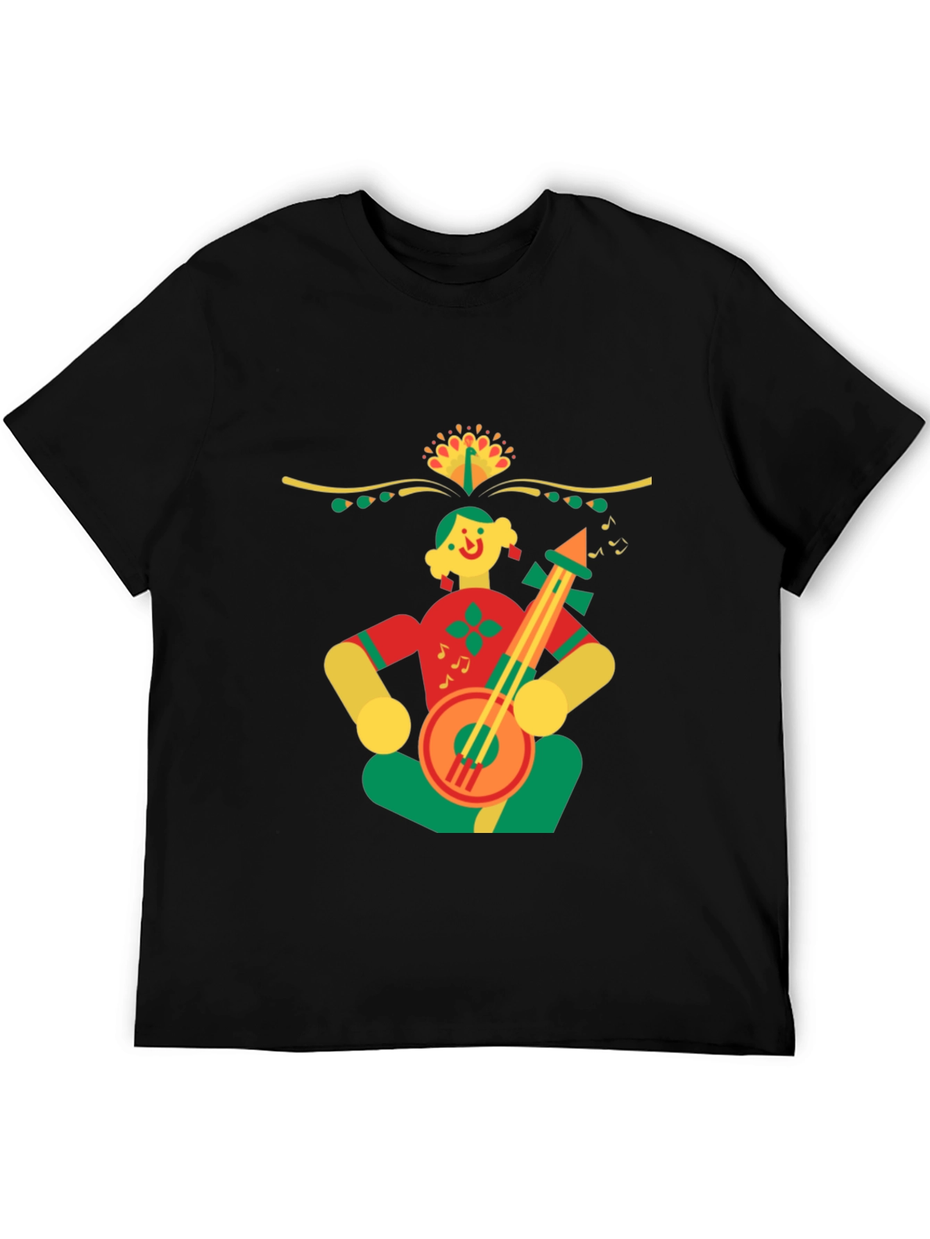 Black Musical Motif Black Cotton T-Shirt view 5