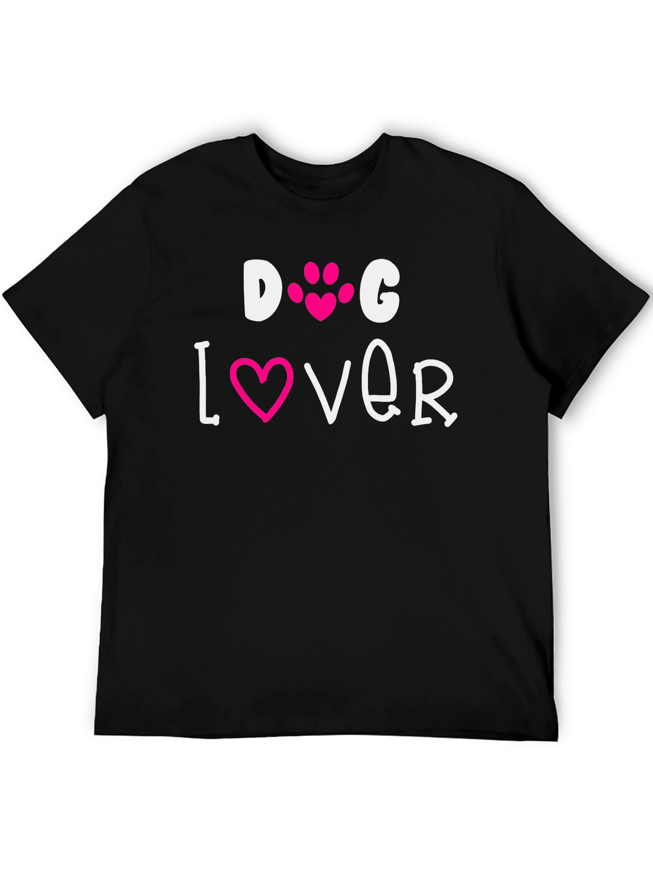 Black Dog Lover Tee - Pink Heart Paw Print view 5