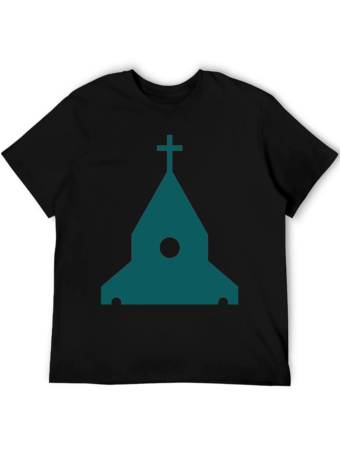 Black Modern Church Graphic Tee - Black Cotton Blend view 5