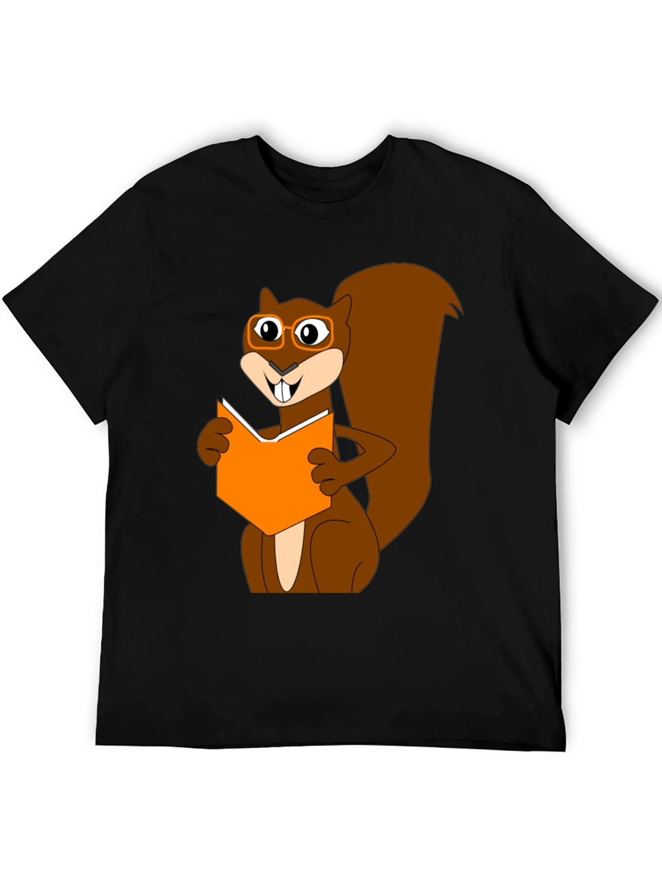 Black Bookworm Squirrel Graphic T-Shirt view 5