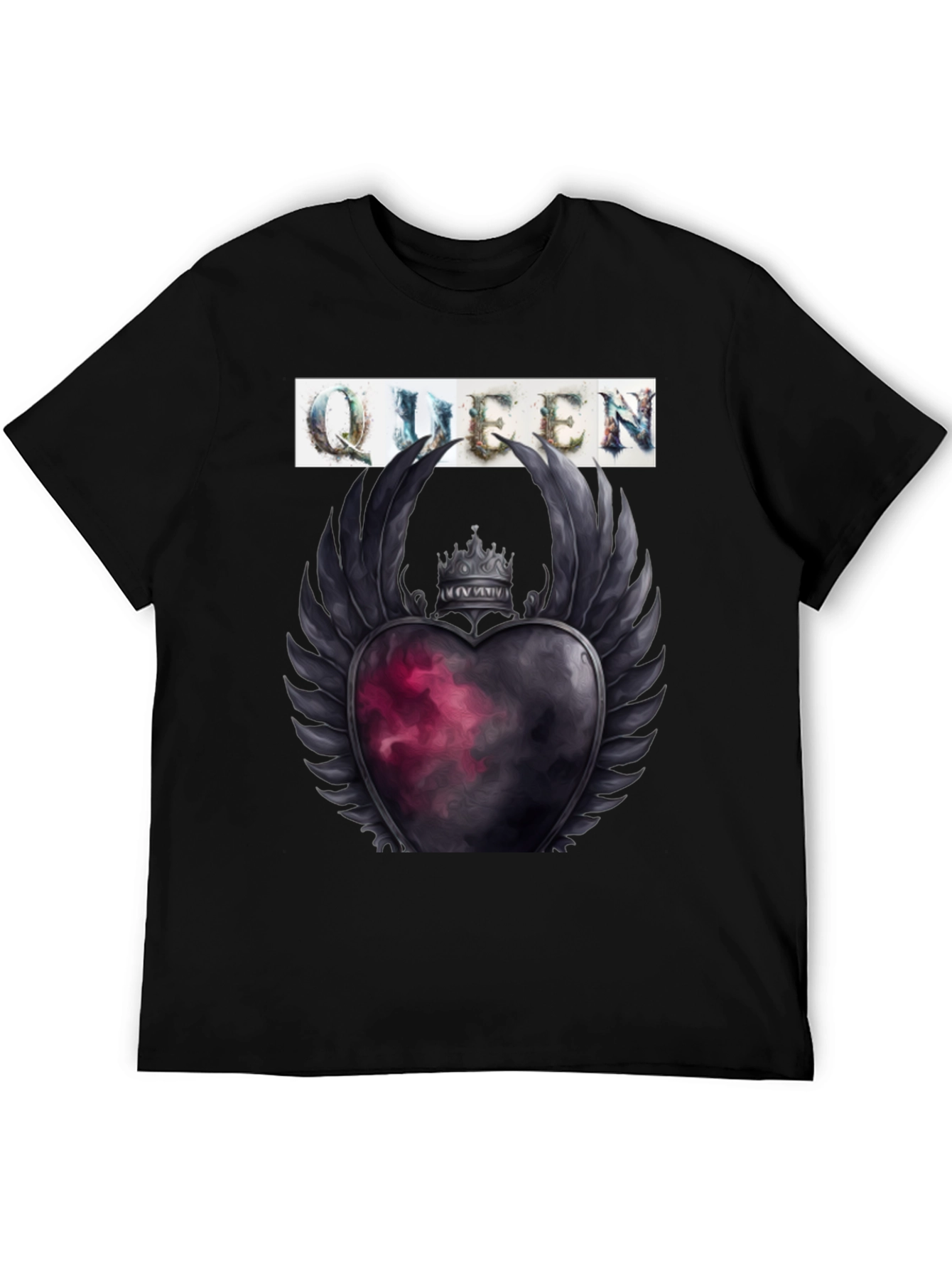 Black Queen Heart Crown Graphic Tee - Trendy Style view 5