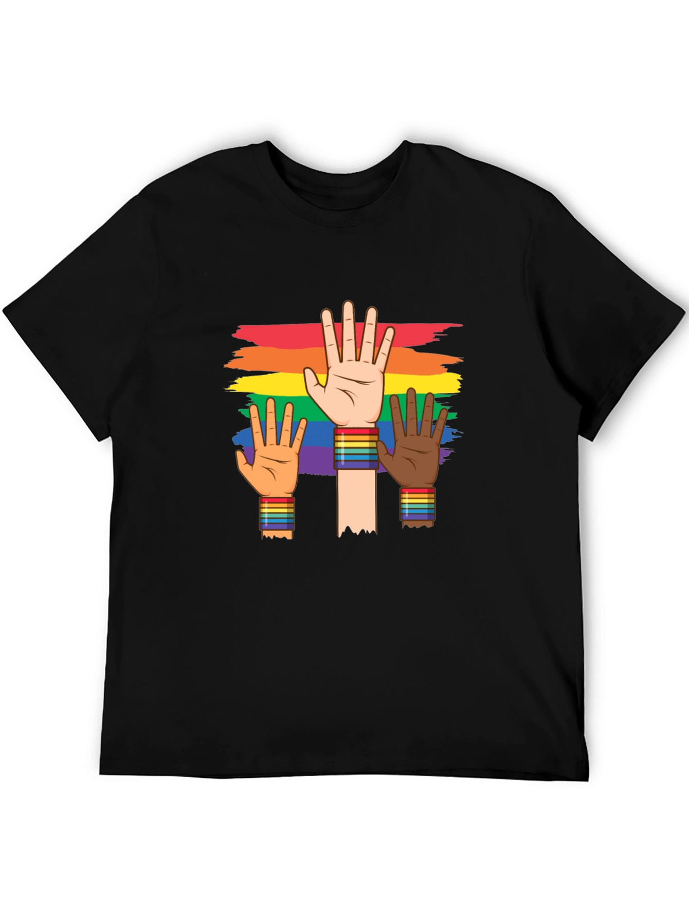 Black Pride Diversity T-Shirt: Rainbow Hands view 5