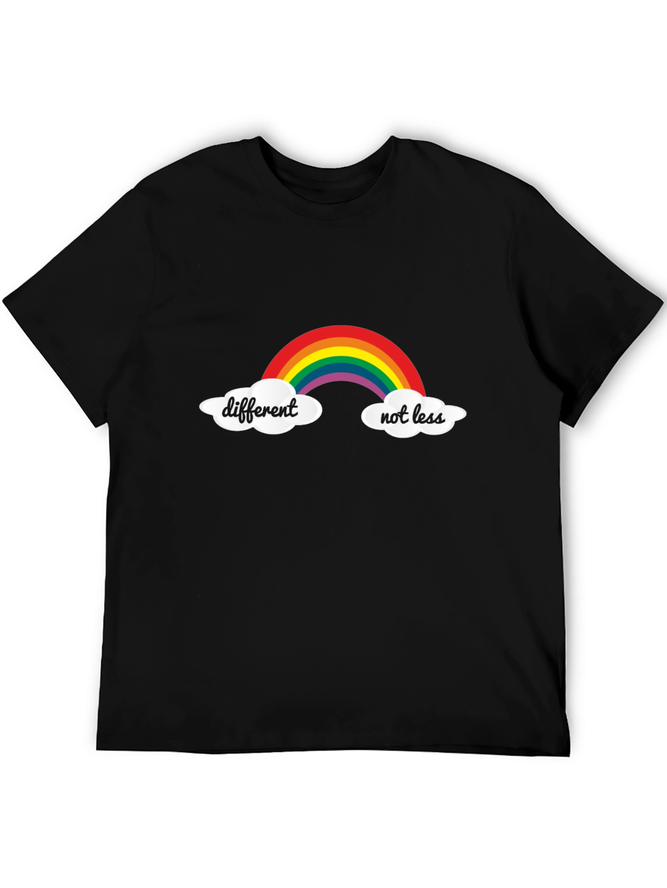 Black Different Not Less Rainbow T-Shirt - Black view 5