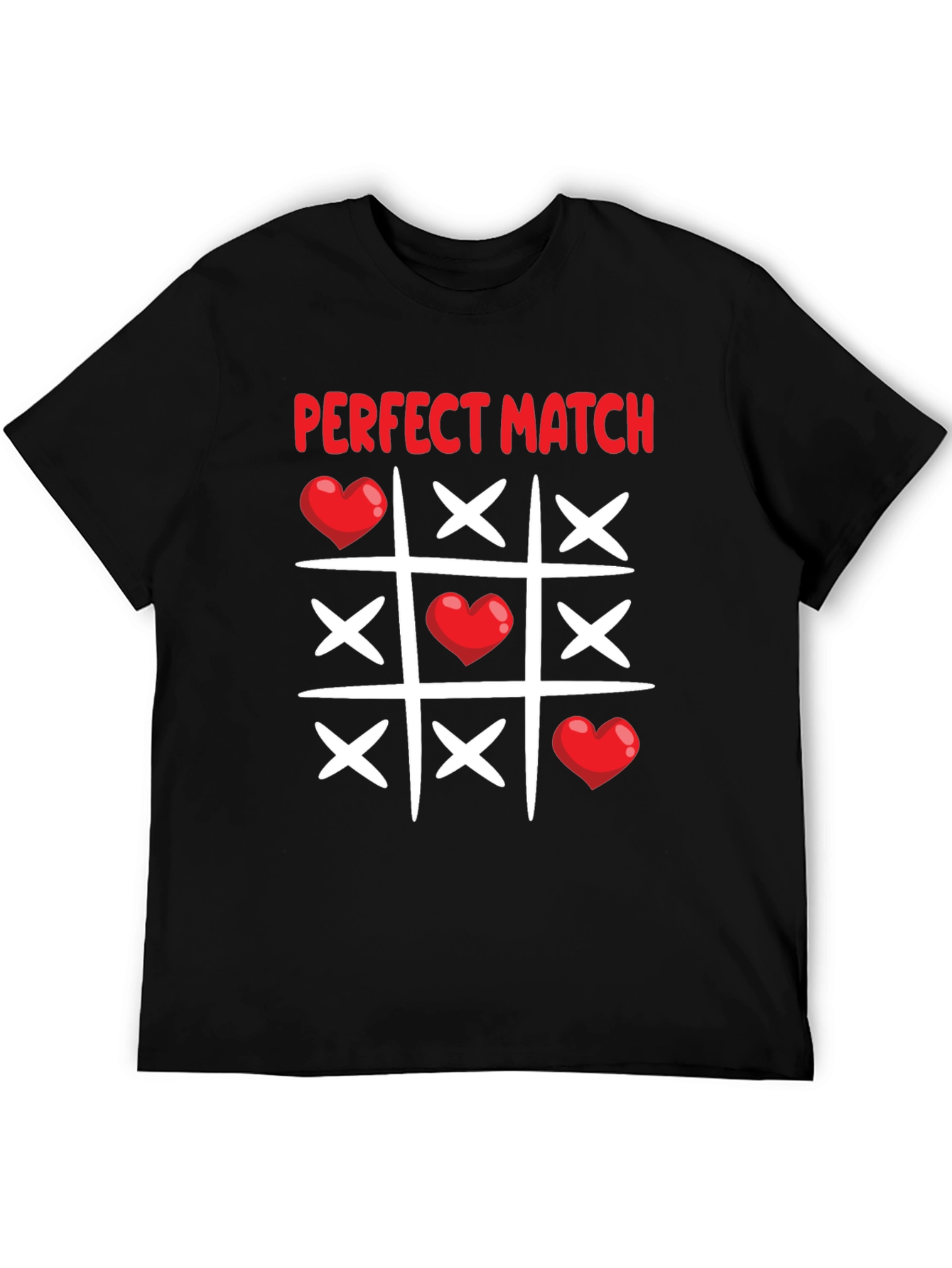 Black Perfect Match T-Shirt - Valentine's Day Tic-Tac-Toe Love Tee view 5