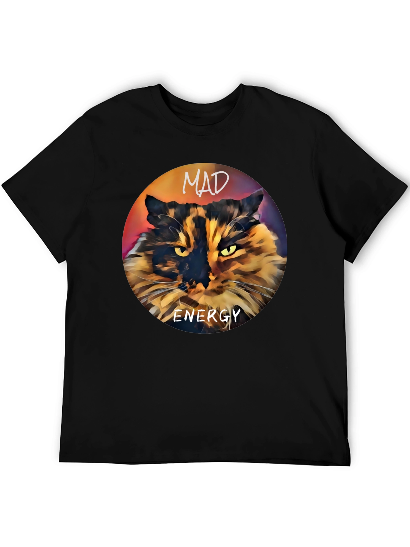 Black Mad Energy Cat Graphic T-Shirt view 5