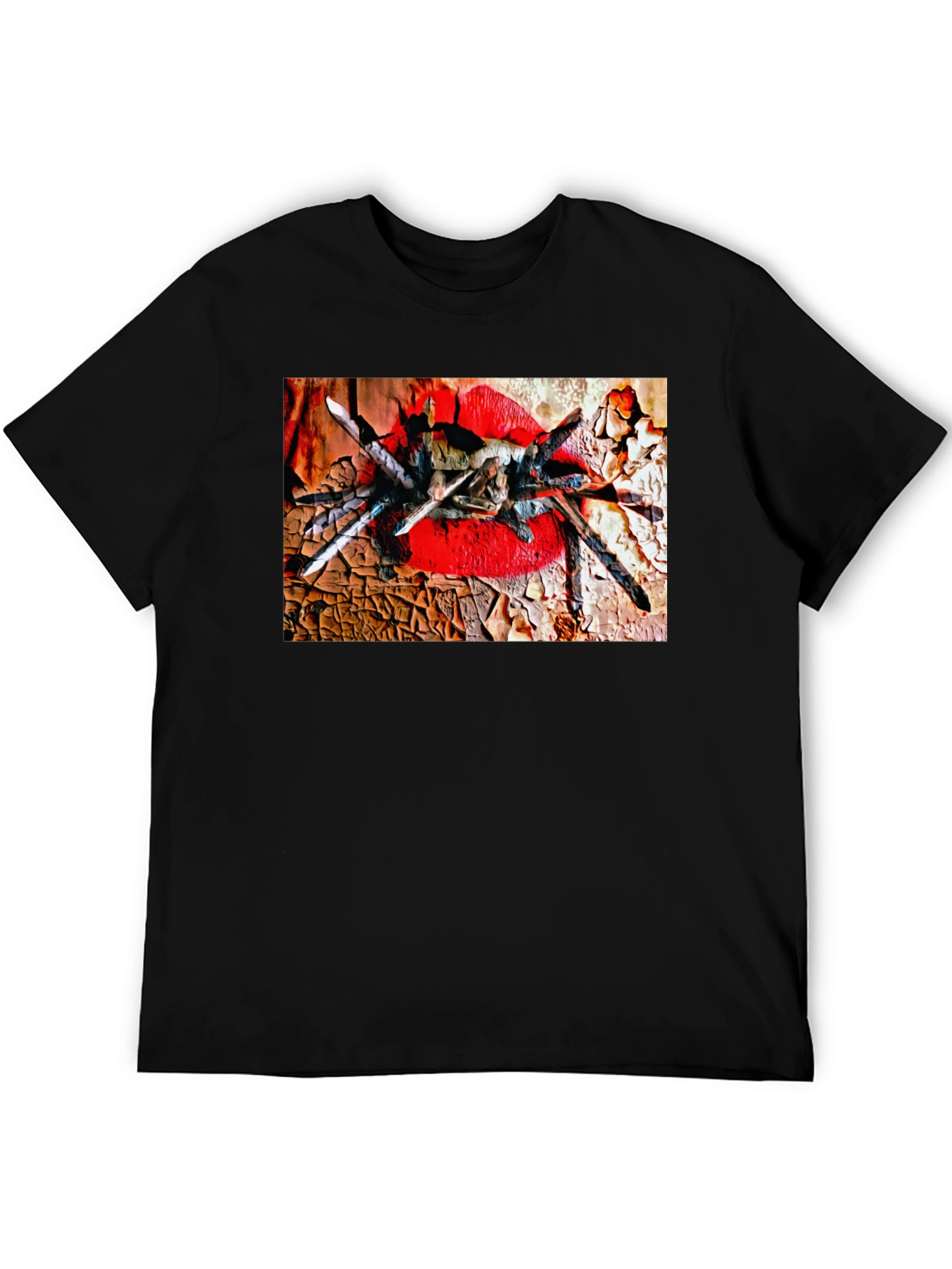 Black Tarantula Lips Graphic Black T-Shirt view 5