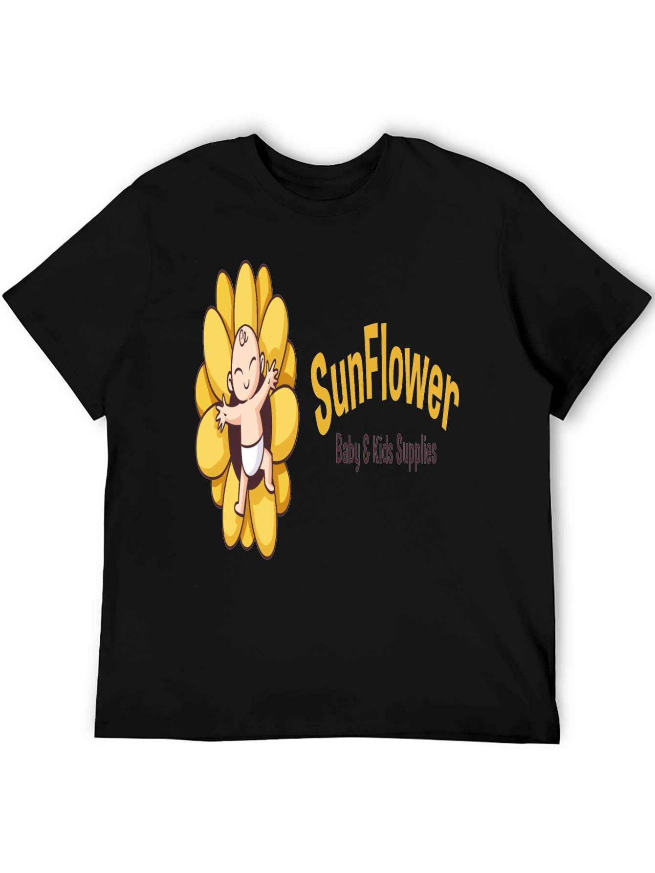Black Sunflower Baby & Kids Supplies Black T-Shirt view 5