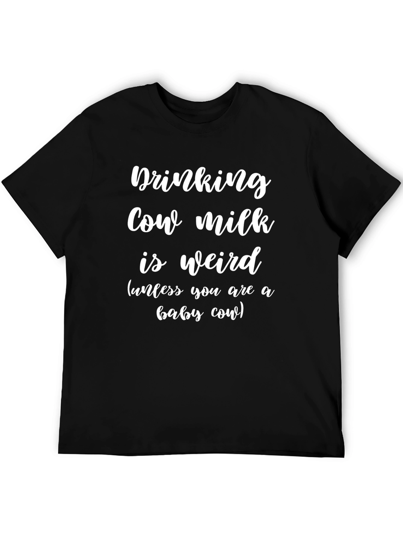 Black Funny Cow Milk T-Shirt - Drinking Cow Milk is Weird view 5