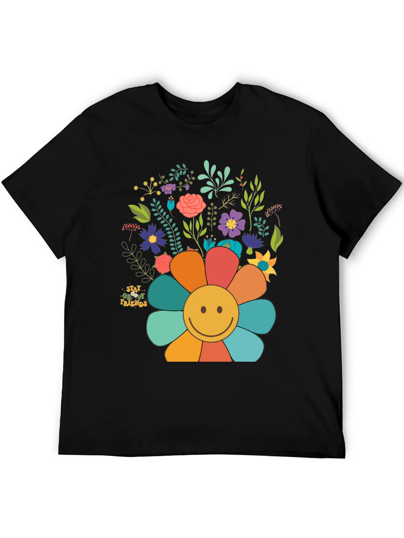 Black Groovy Flower Power Tee view 5