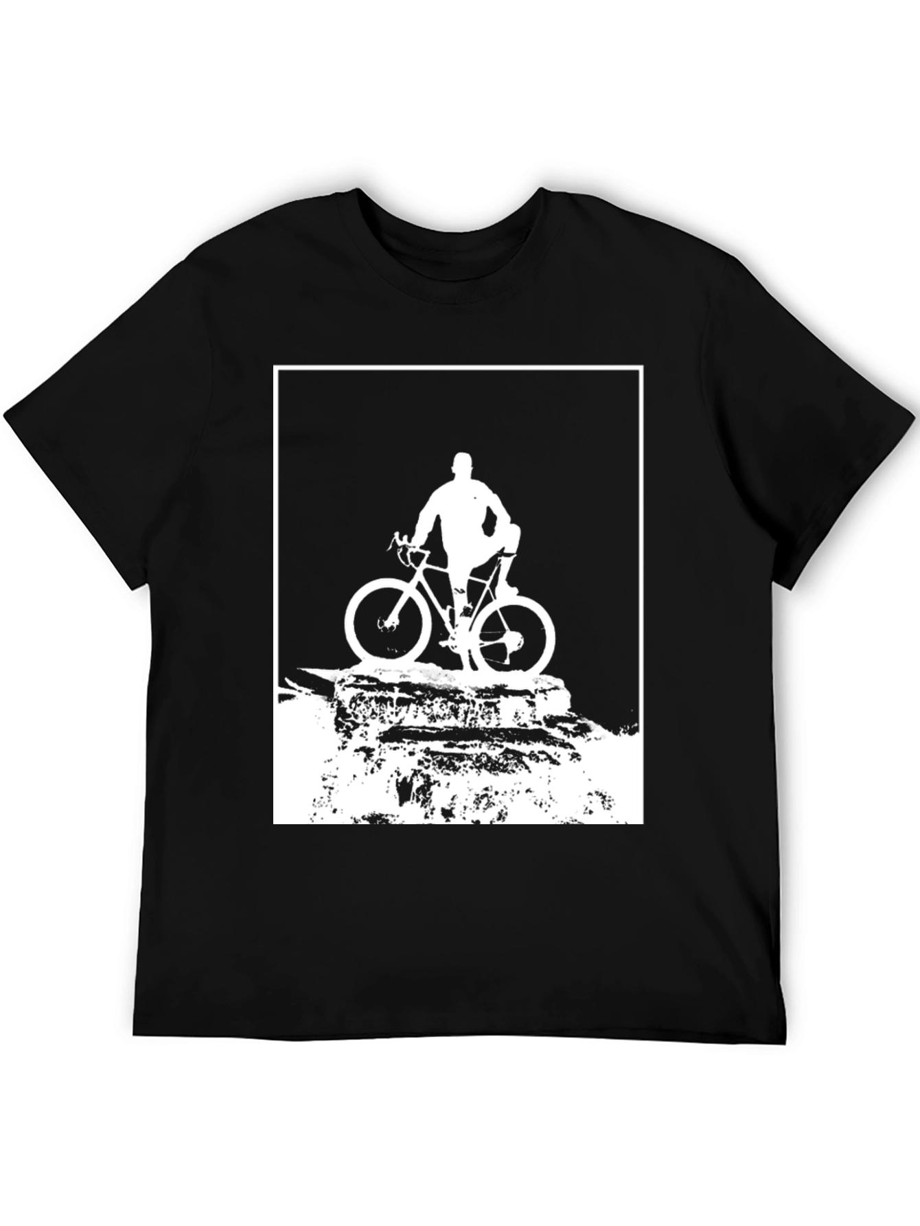 Black Cyclist Silhouette Graphic Tee - Black Cotton Blend view 5
