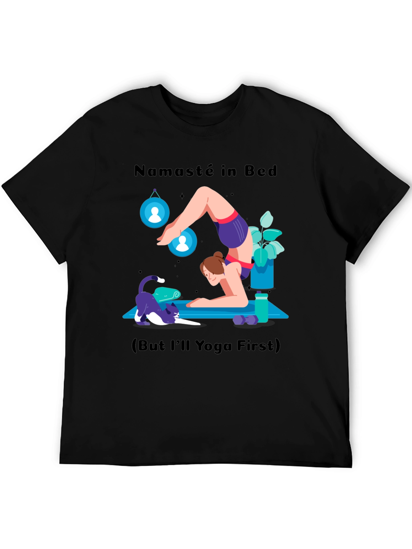 Black Namaste in Bed Yoga Graphic Tee view 5