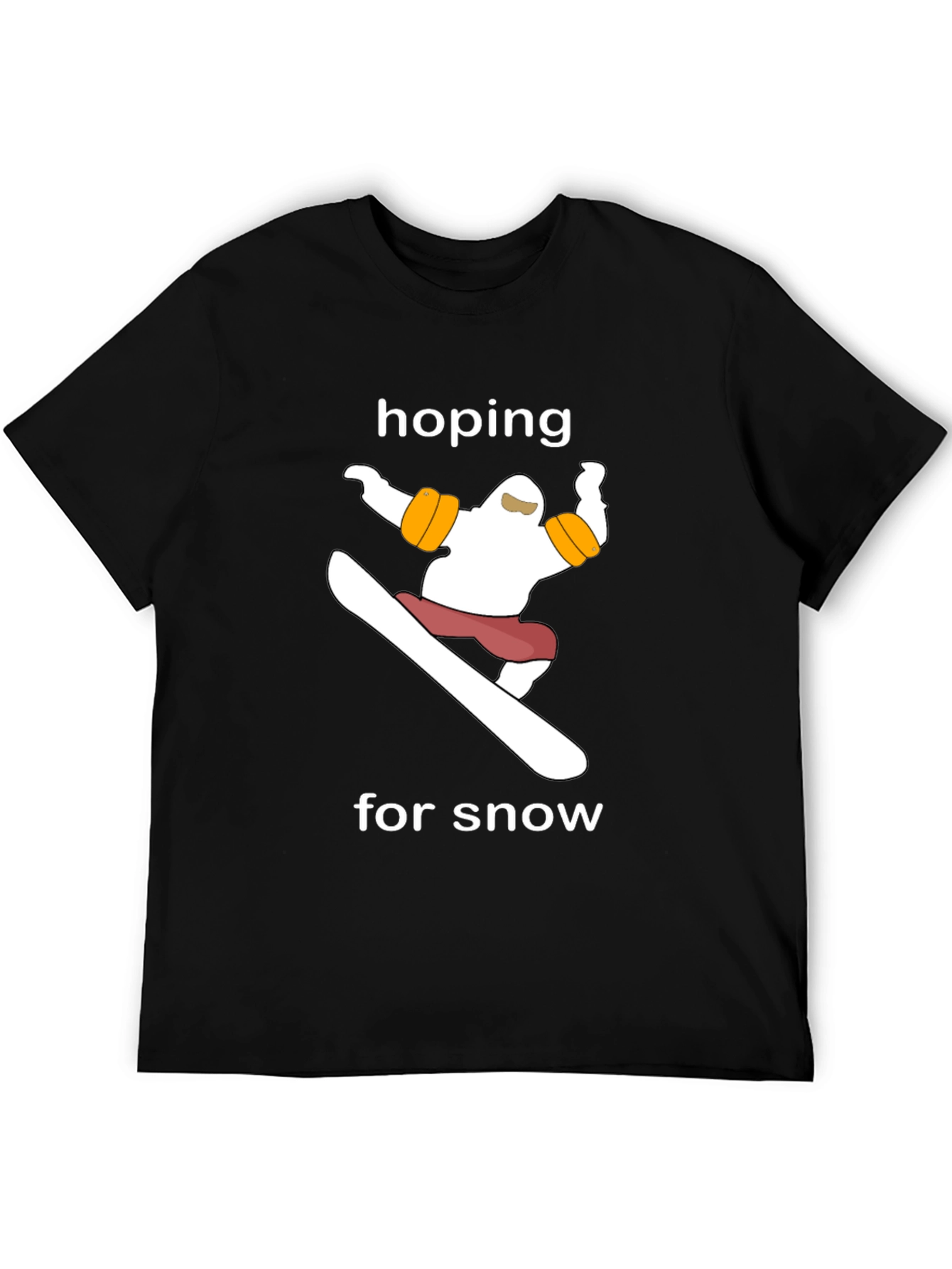 Black Hoping for Snow T-Shirt - Snowboarder Graphic Tee view 5