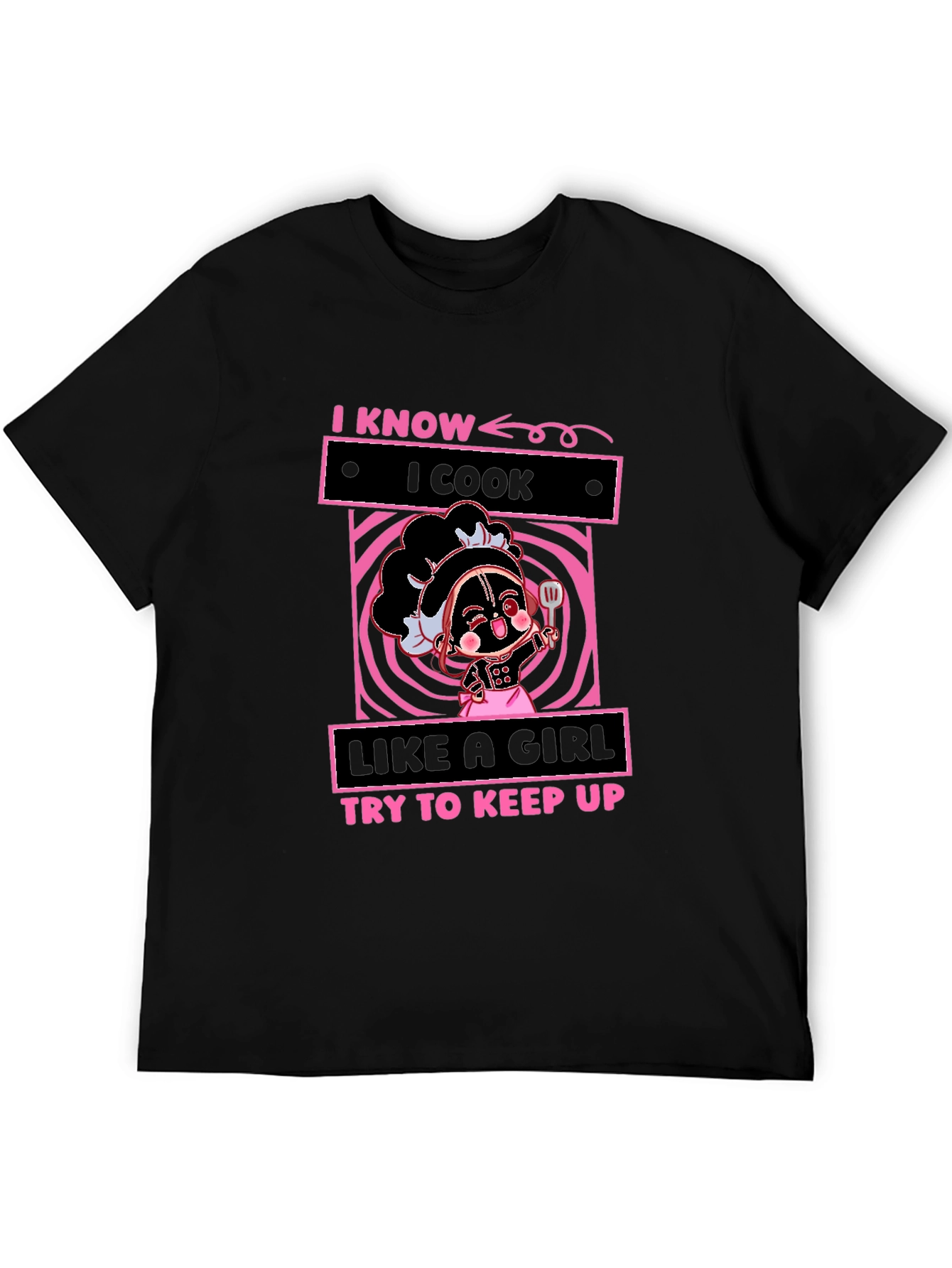 Black I Know I Cook Like A Girl T-Shirt view 5