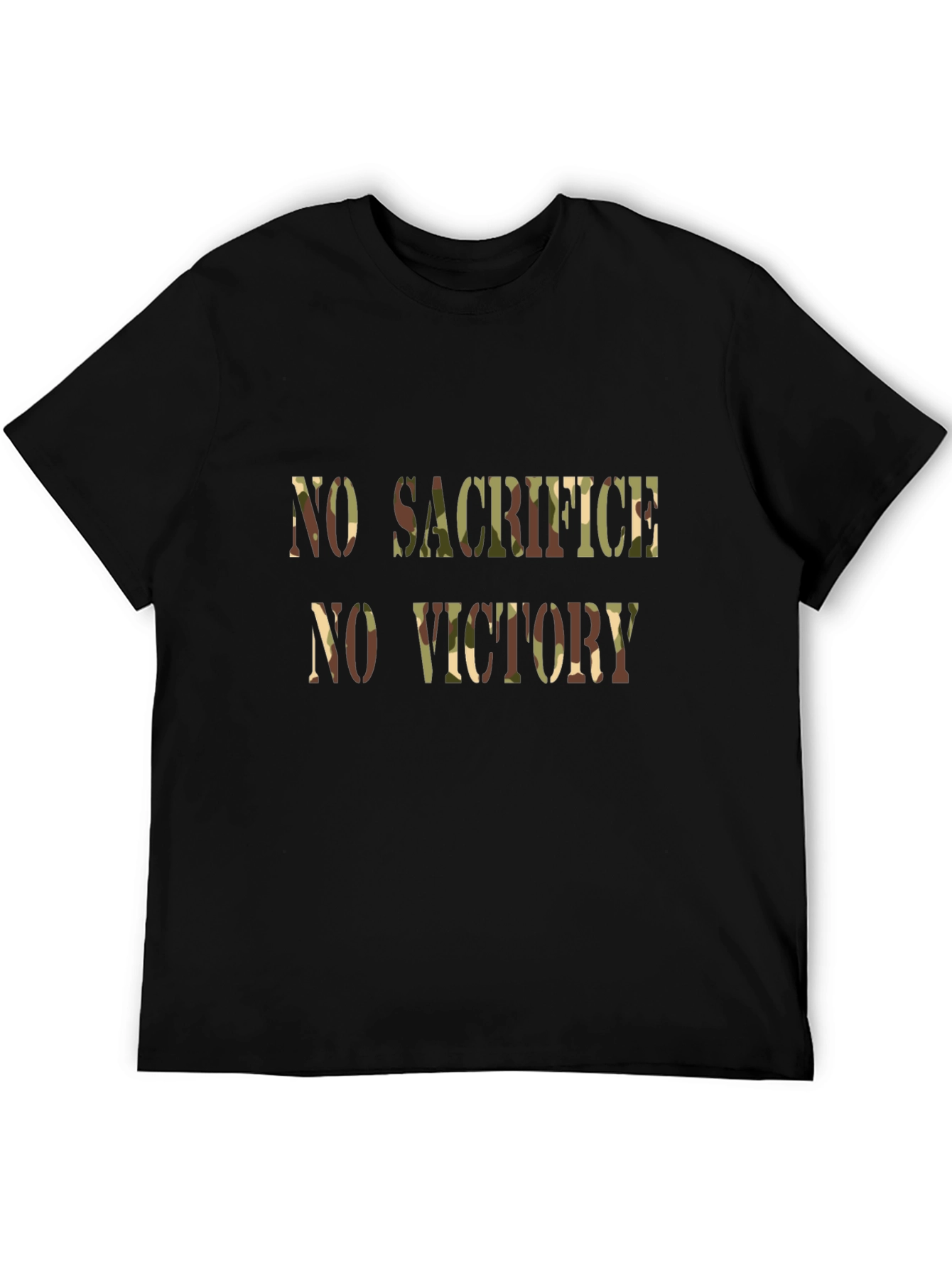 Black No Sacrifice No Victory Camo Graphic T-Shirt view 5