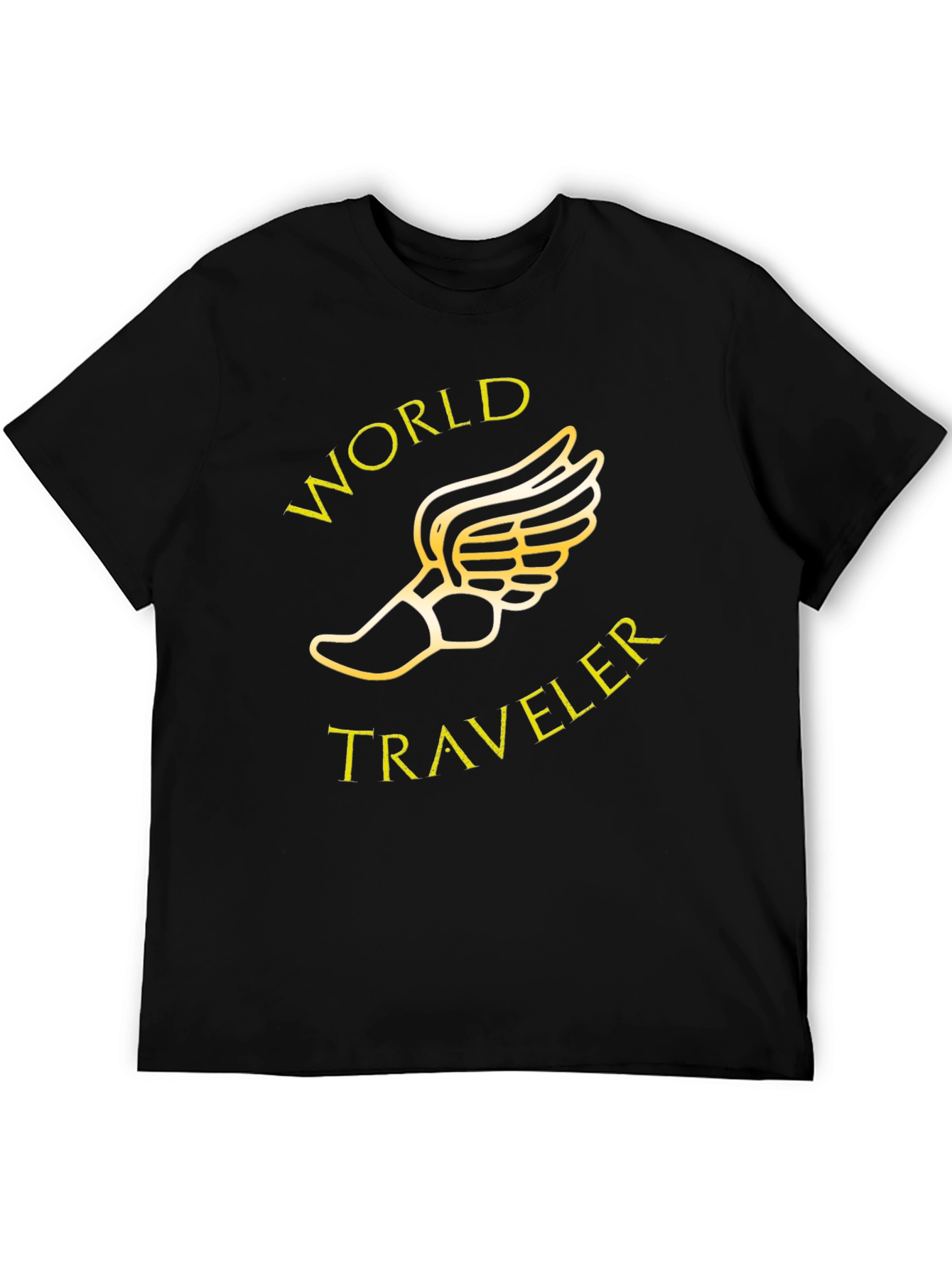 Black World Traveler Black T-Shirt with Winged Foot Graphic view 5