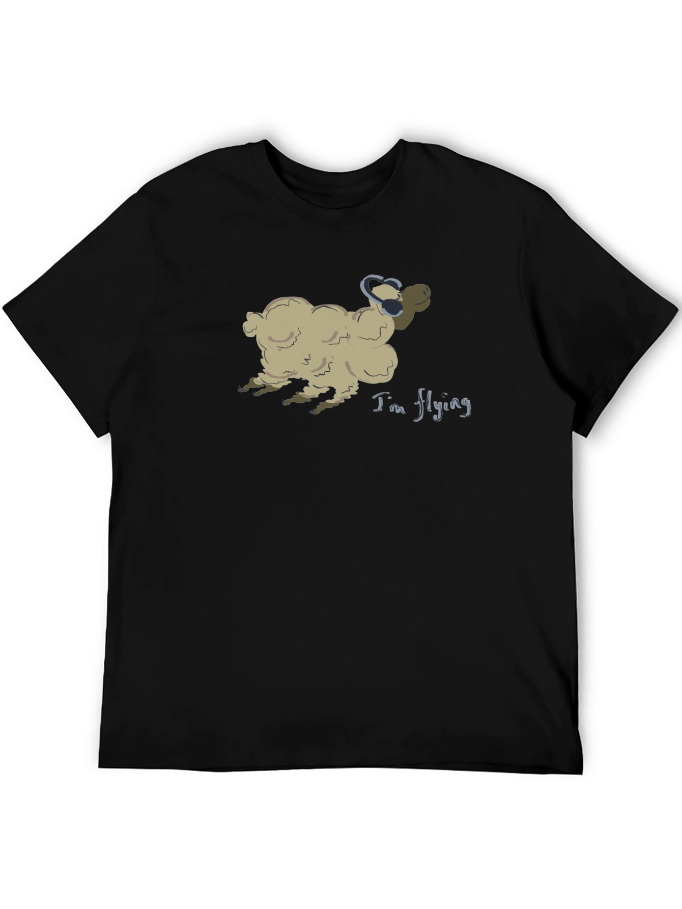 Black Flying Sheep T-Shirt - Soft Cotton Tee view 5