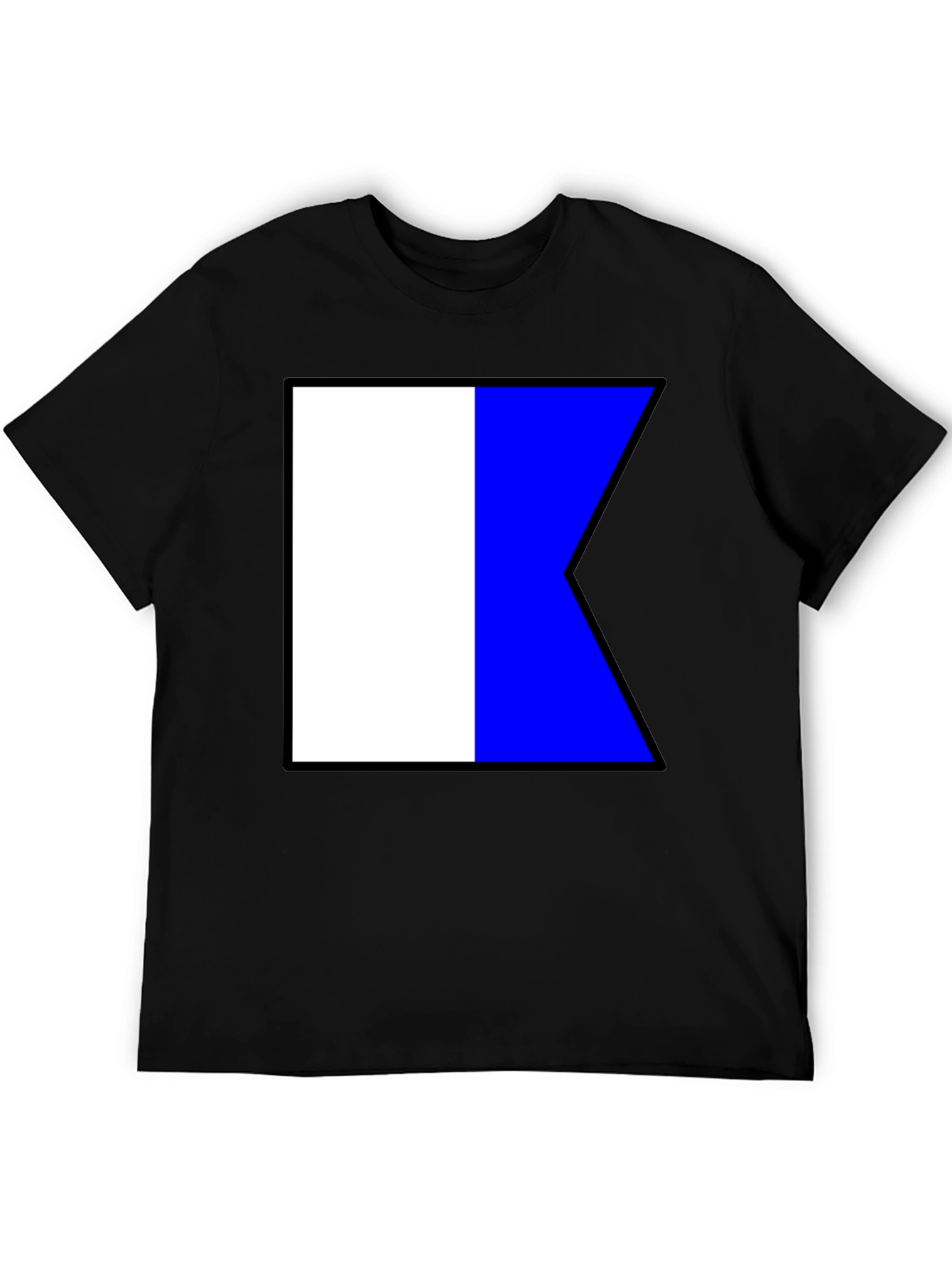 Black Nautical Flag K Black T-Shirt - Maritime Signal Tee view 5