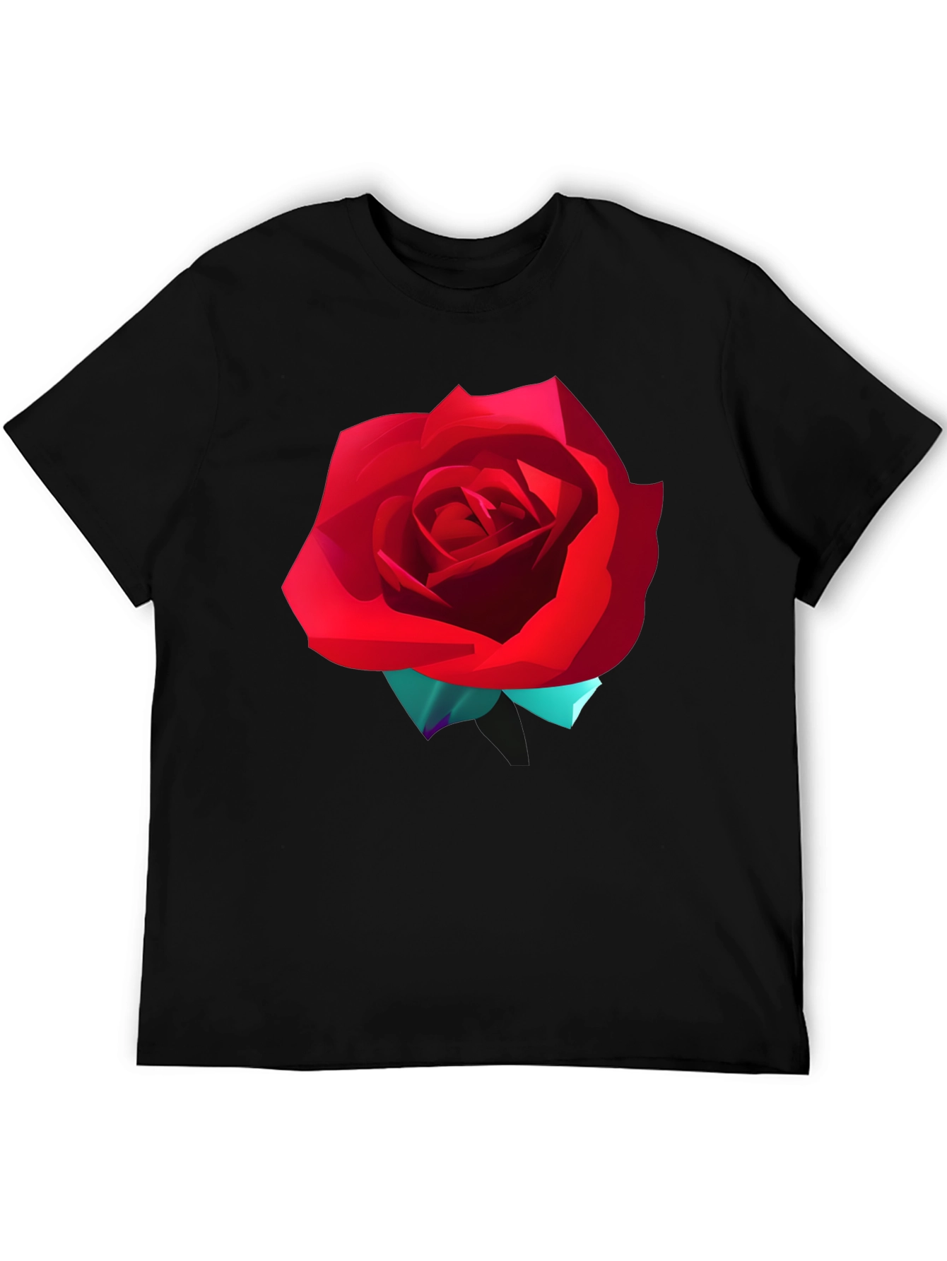 Black Bold Red Rose Graphic T-Shirt view 5