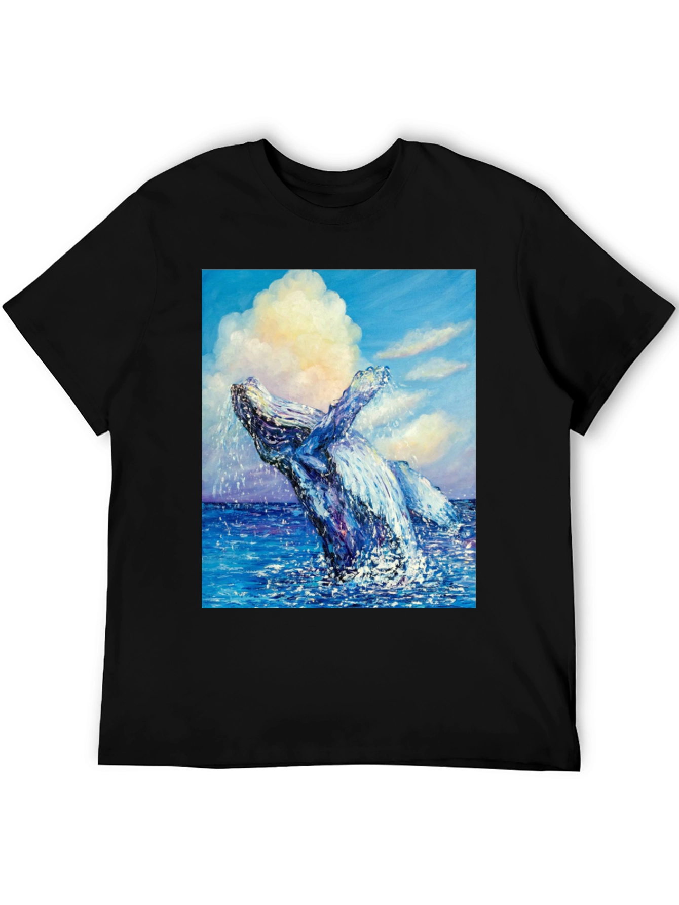 Black Whale Painting T-Shirt - Ocean Art view 5