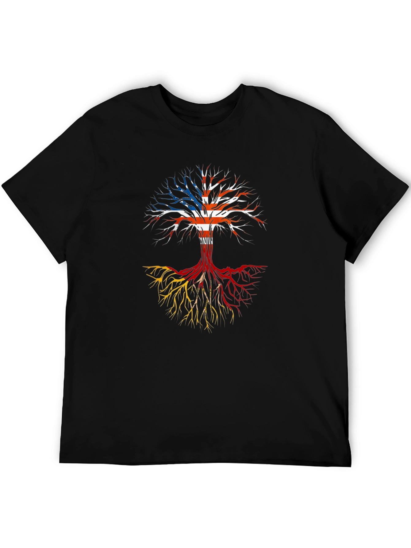 Black Roots Tee: USA Flag Tree Design view 5