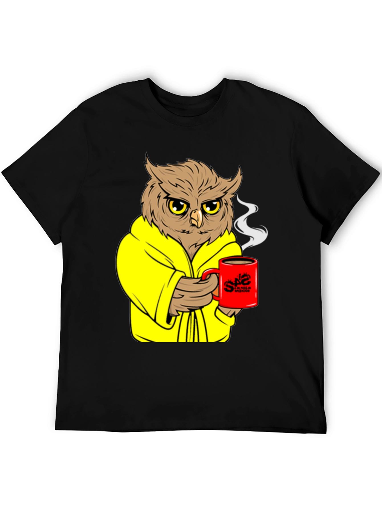 Black Owl in Robe Coffee T-Shirt view 5
