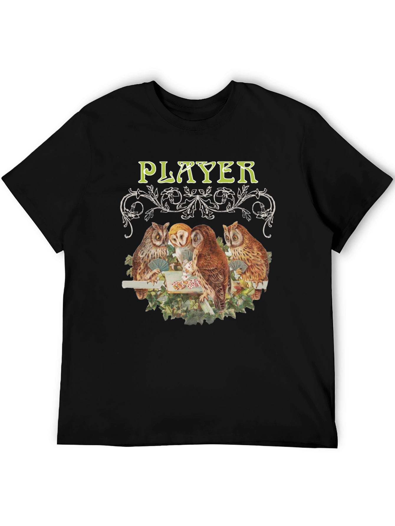 Black Owl Player Graphic Tee - Novelty Design view 5