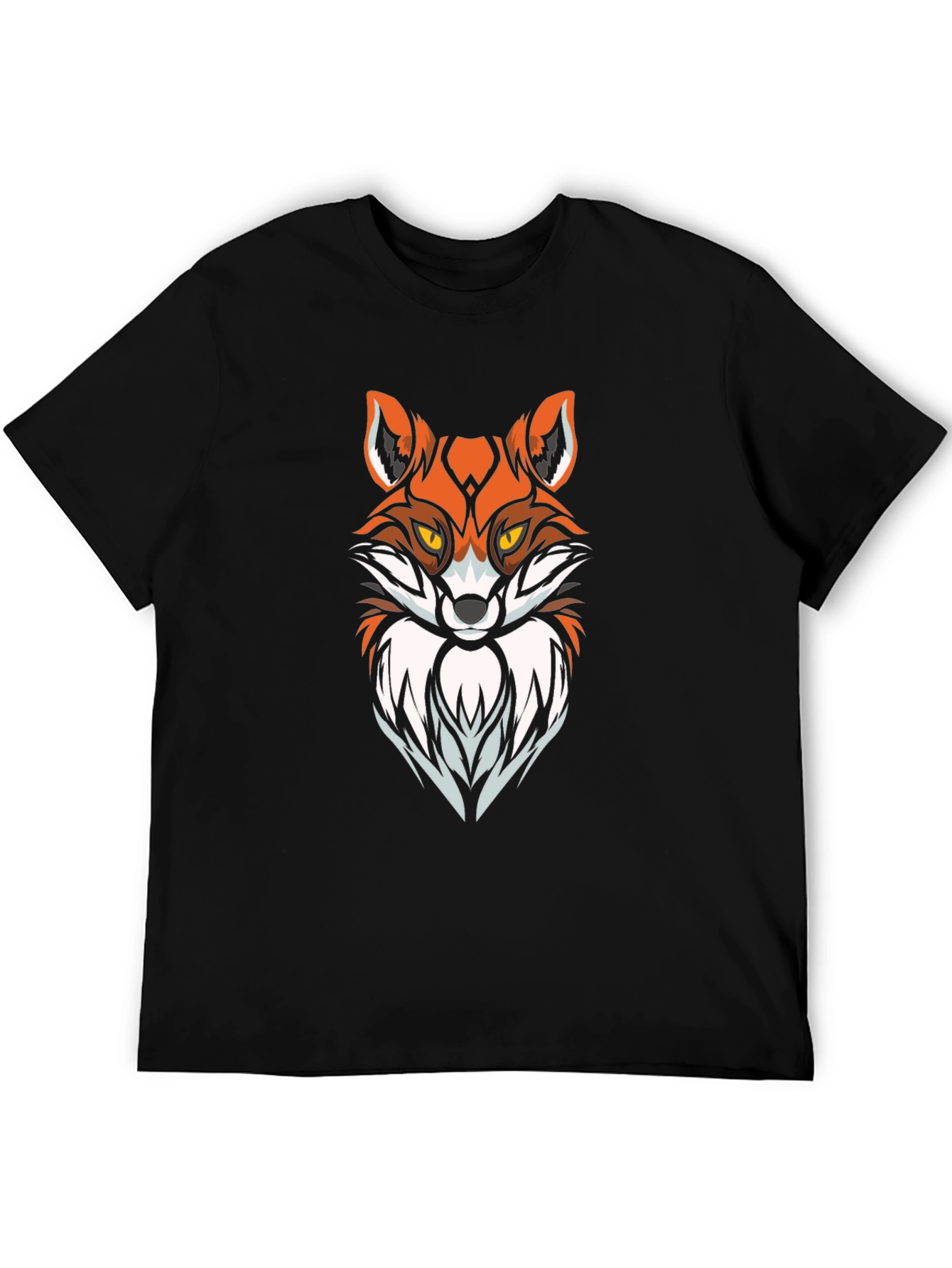 Black Cool Fox Graphic Print Black T-Shirt view 5