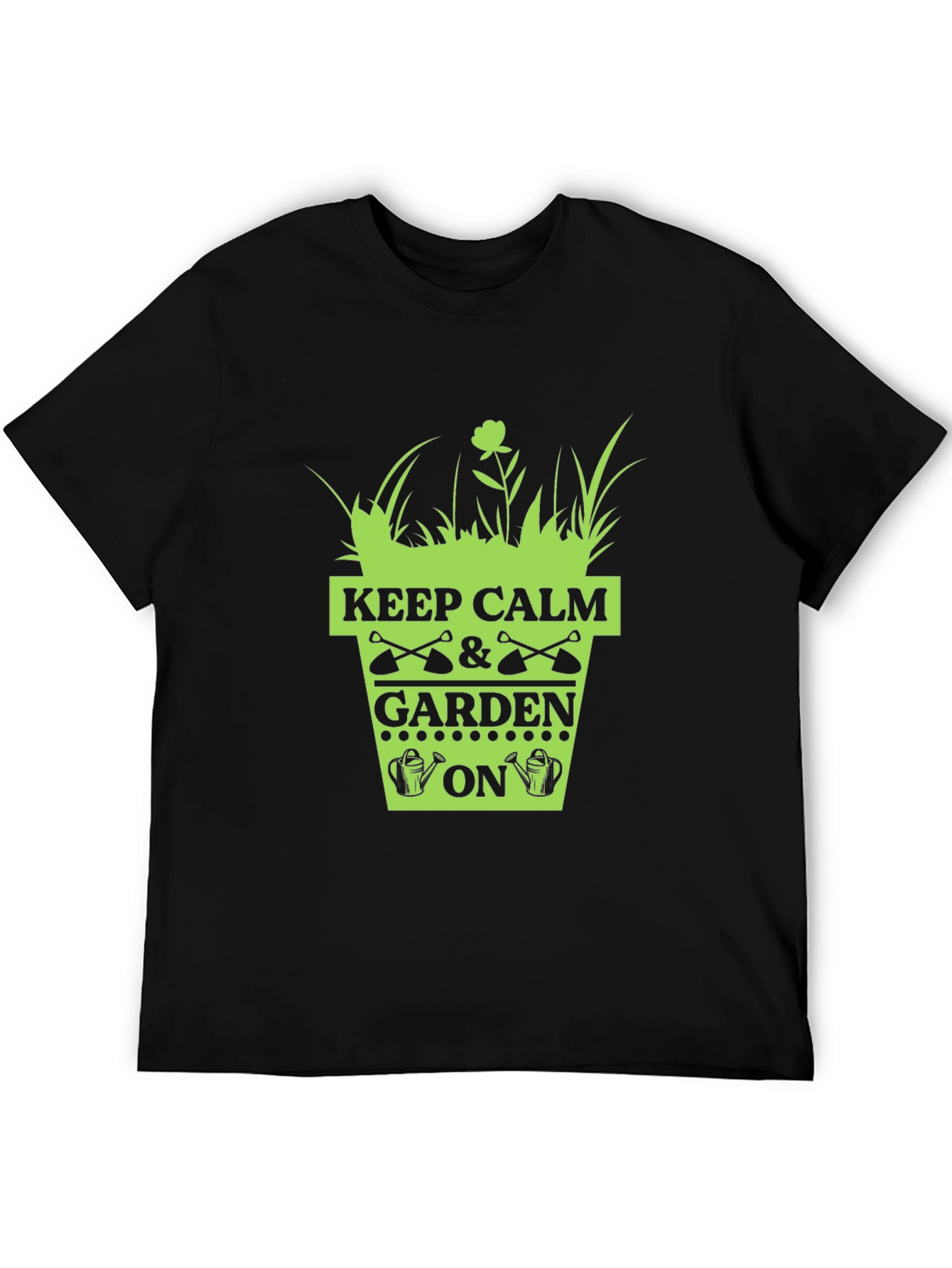 Black Keep Calm & Garden On T-Shirt - Gardening Humor view 5
