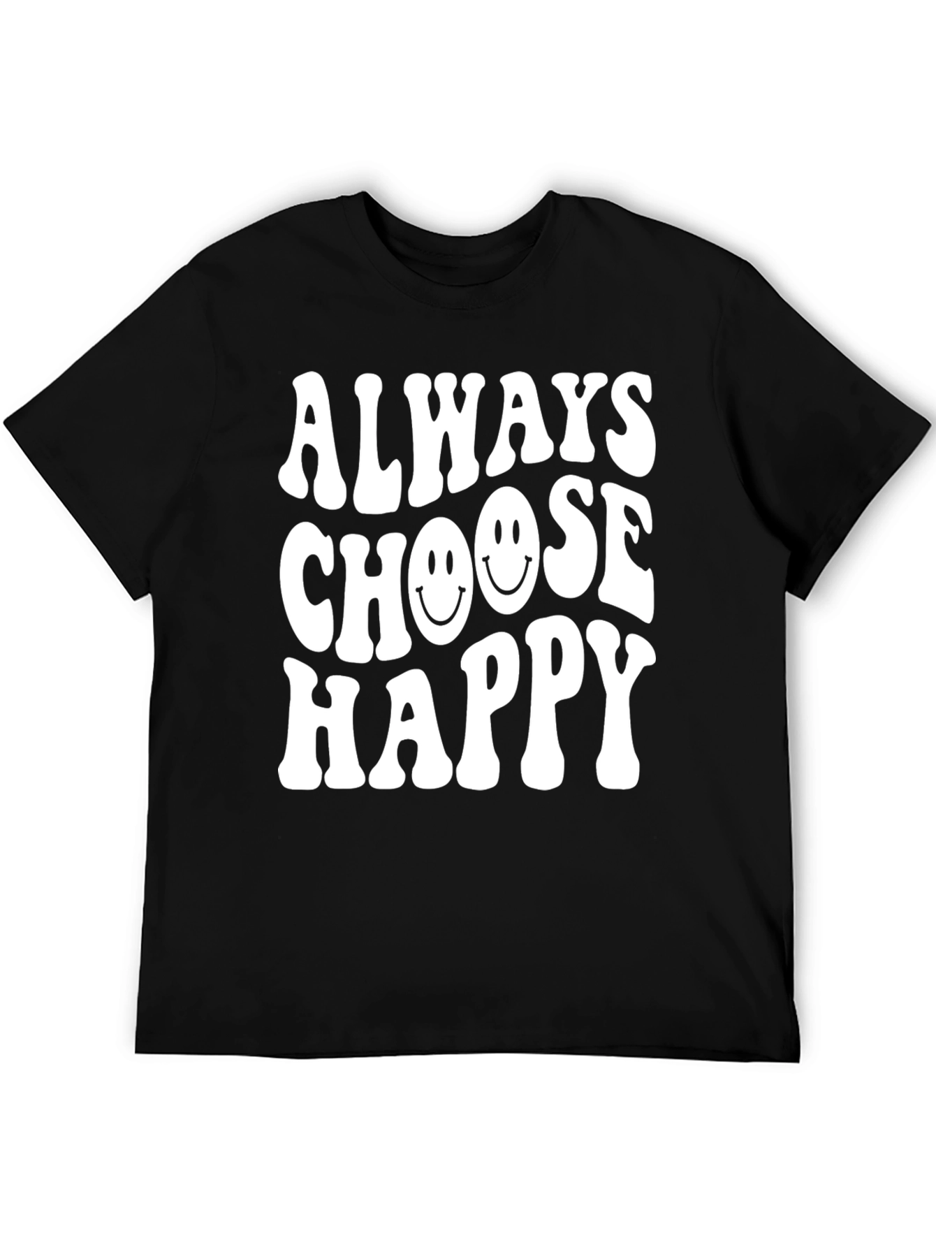 Black Always Choose Happy Graphic Tee - Black view 5