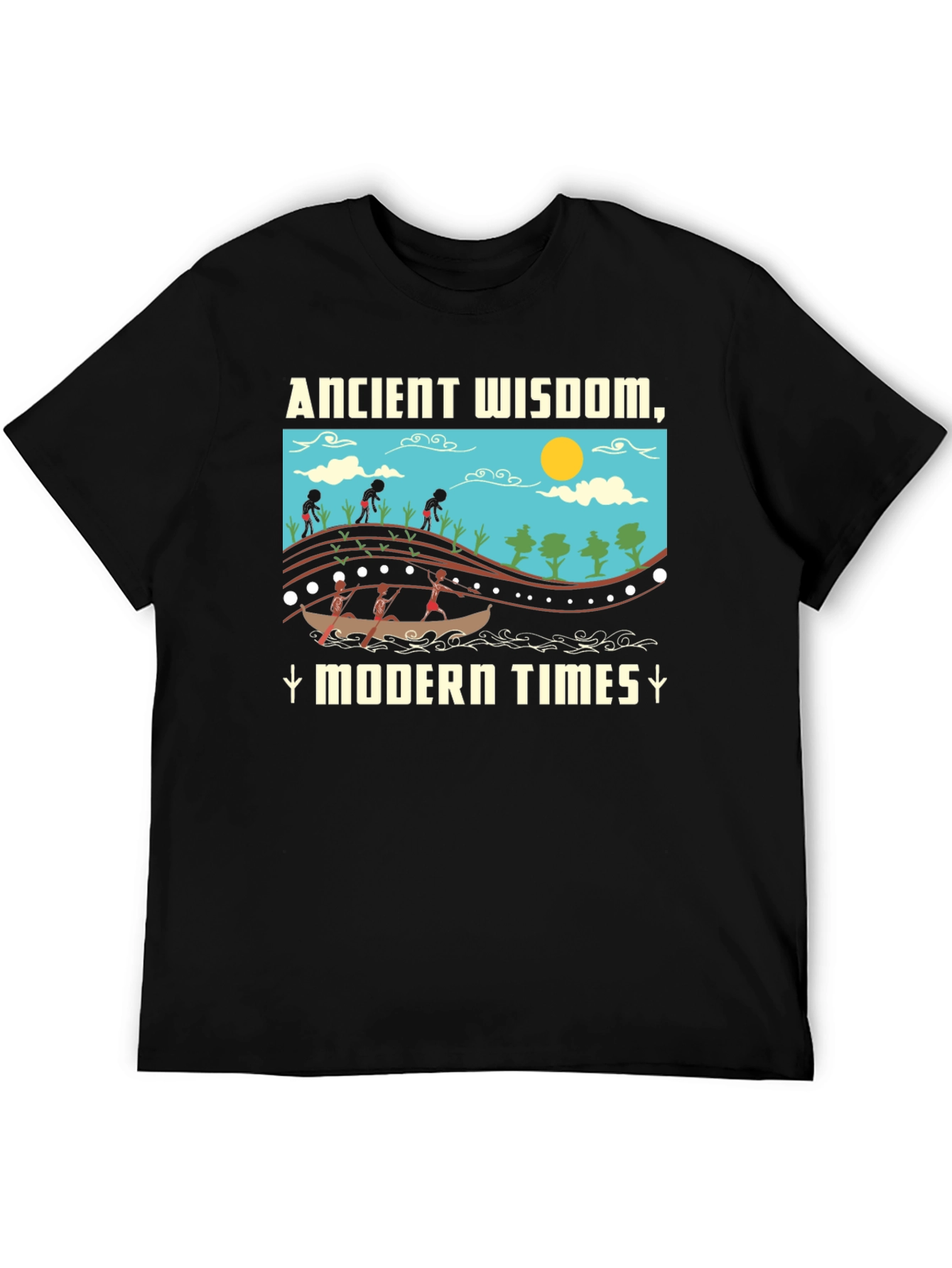 Black Ancient Wisdom Modern Times T-Shirt Black view 5