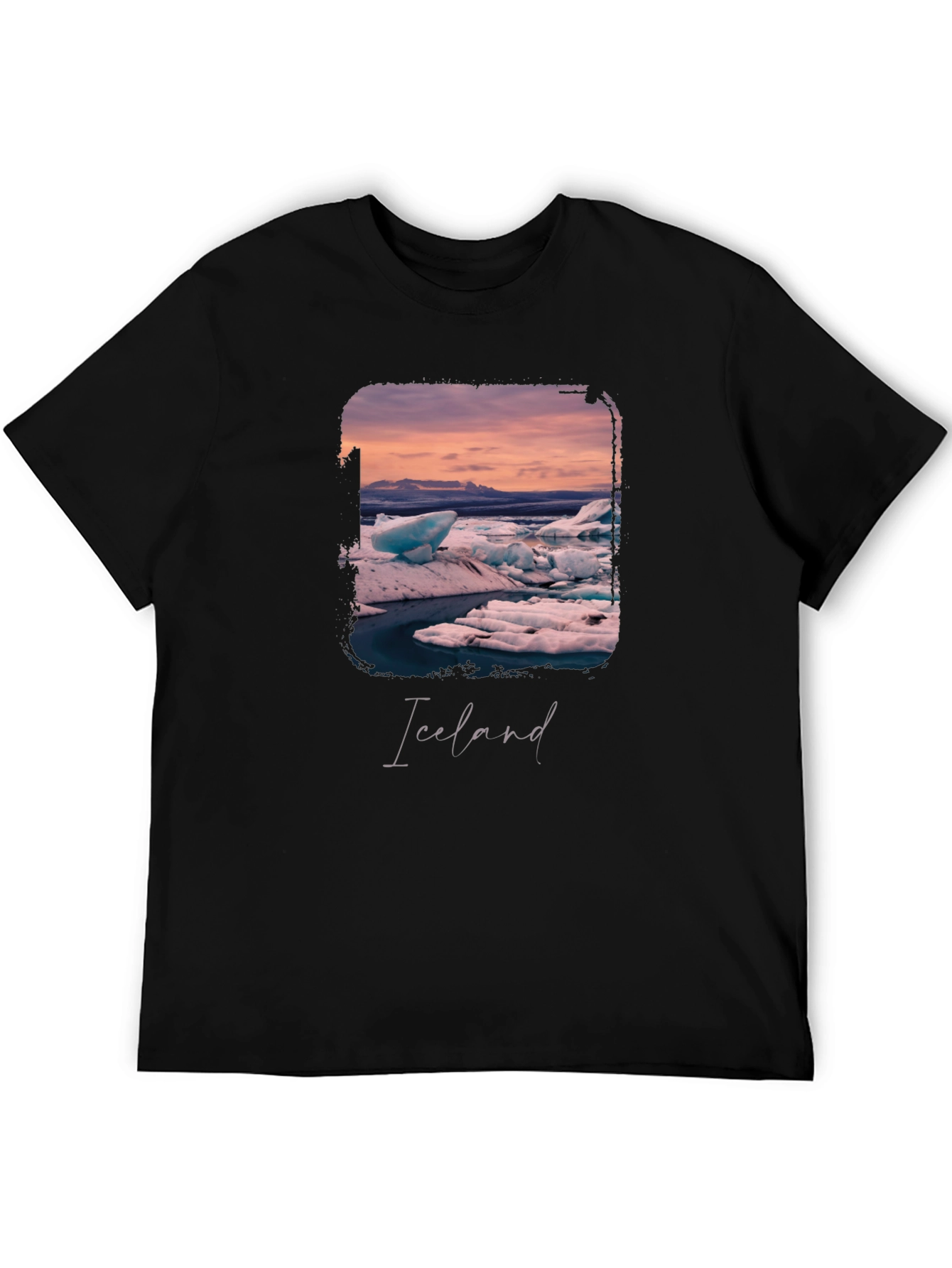 Black Iceland Glacier Graphic Black T-Shirt view 5