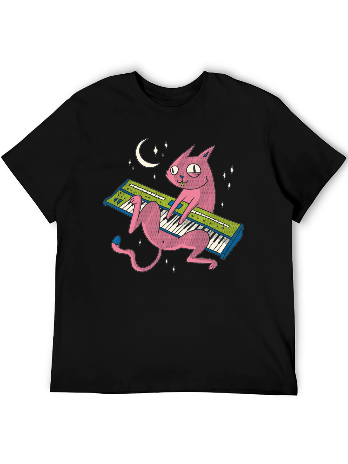 Black Cat Playing Keyboard T-Shirt view 5