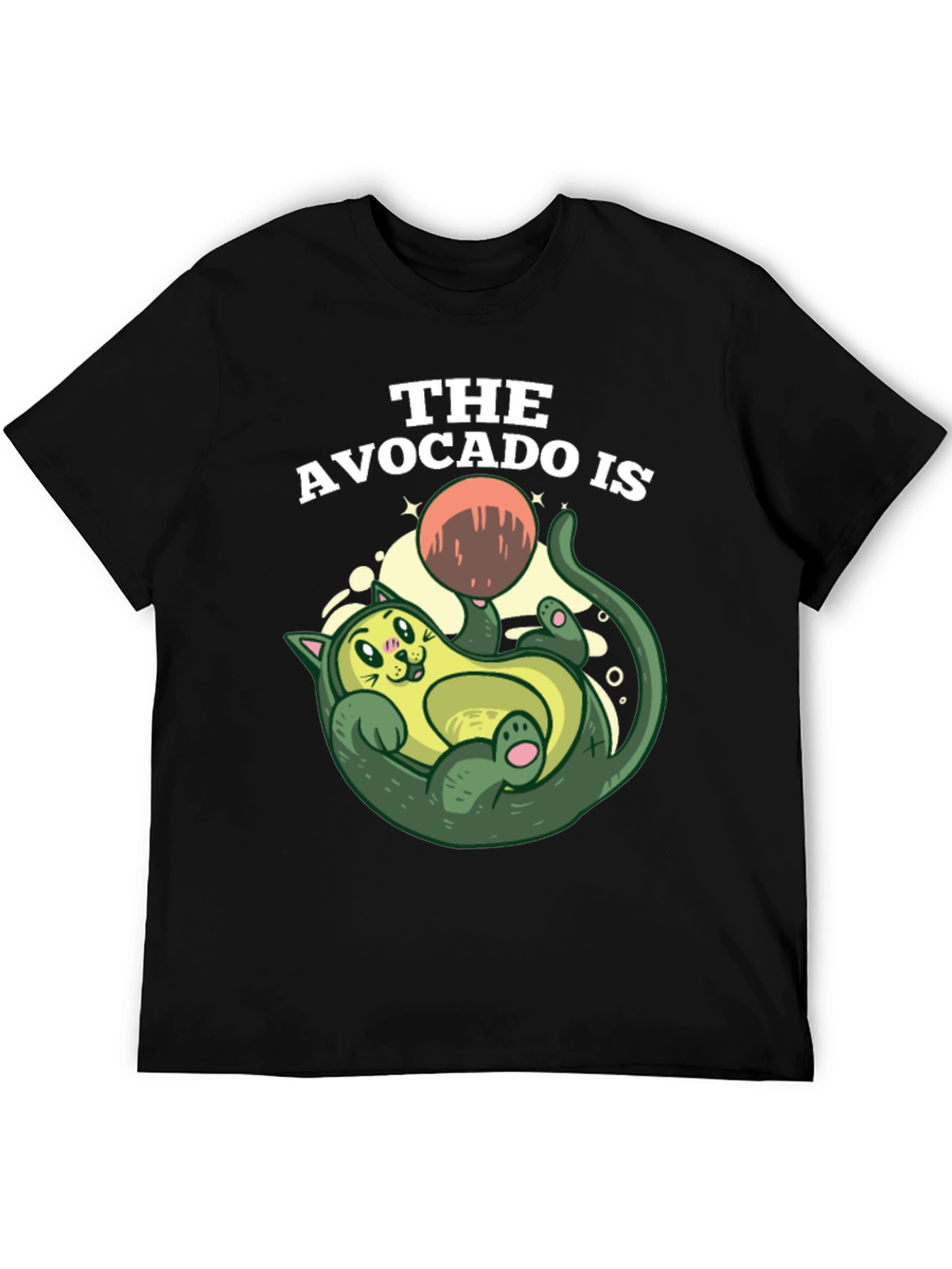 Black Avocado Cat Graphic Tee - Fun Novelty Shirt view 5