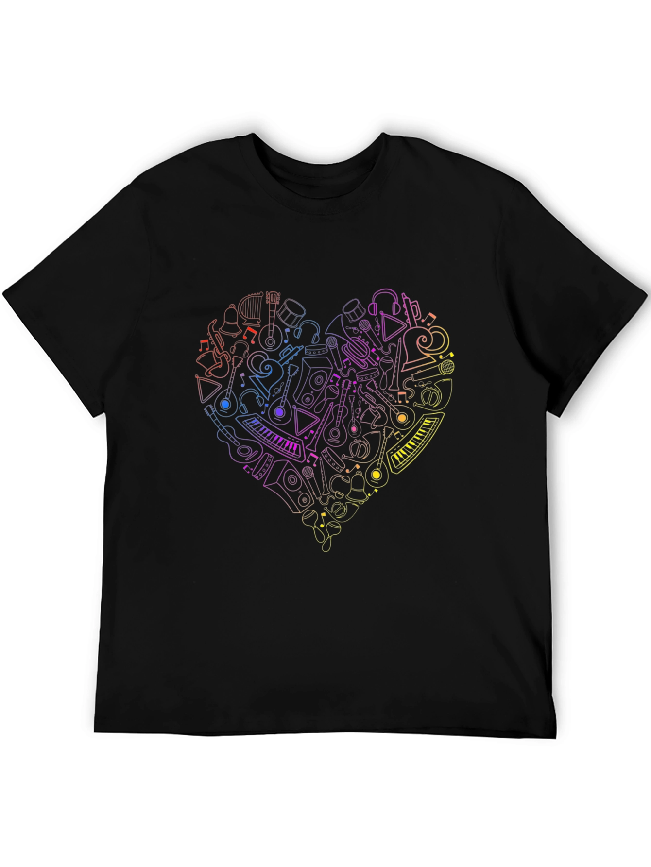 Black Musical Heart Graphic T-Shirt - Black view 5