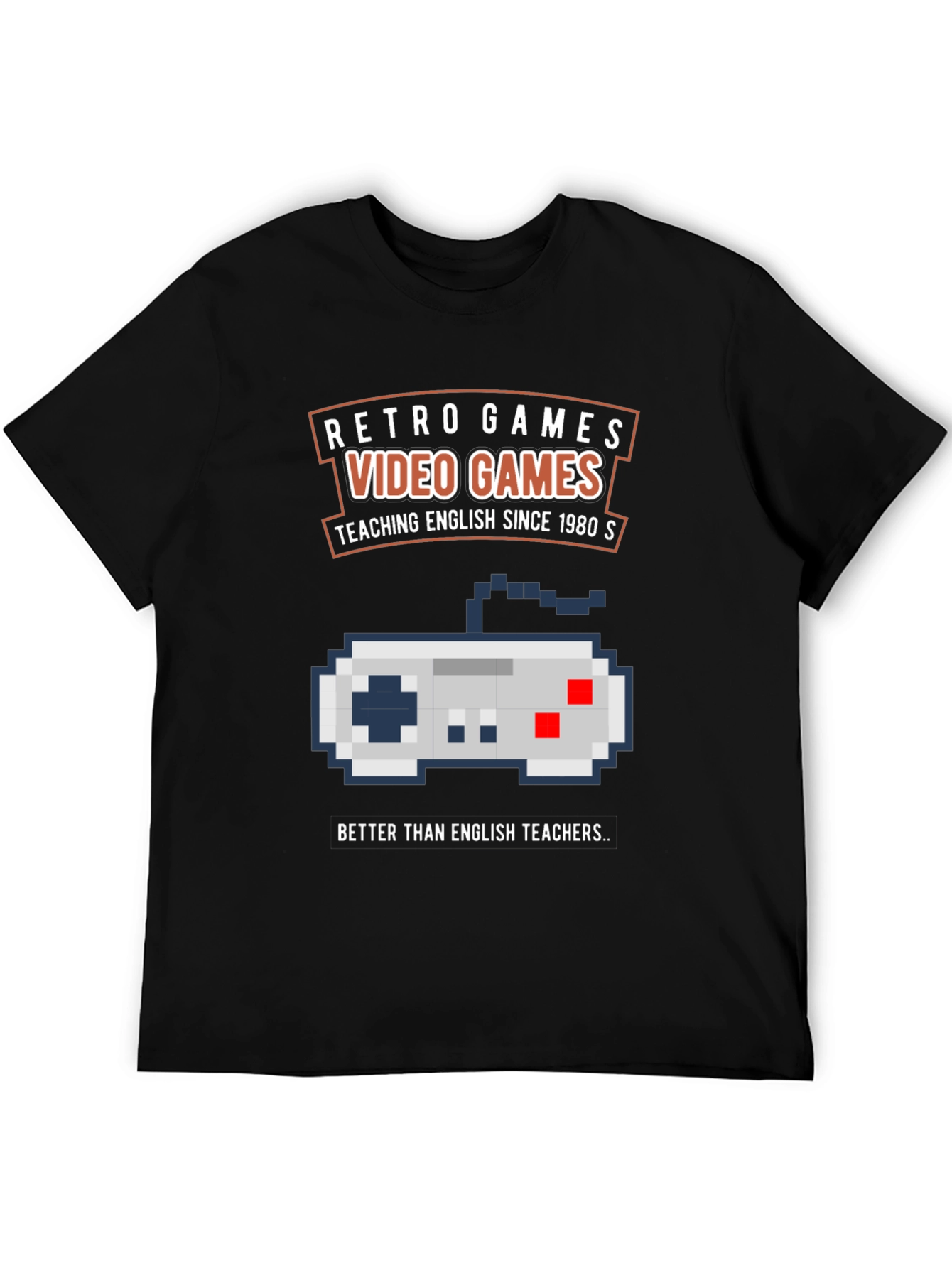Black Retro Video Games T-Shirt - English Teacher view 5