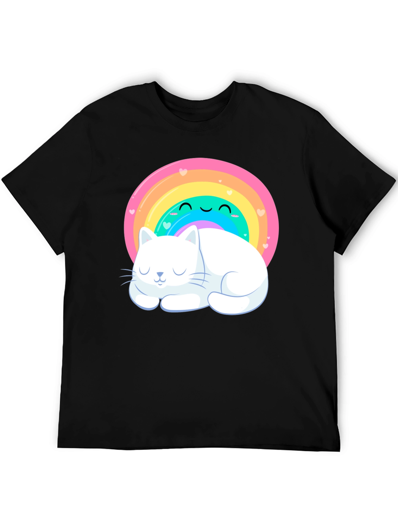 Black Cute Rainbow Cat T-Shirt view 5
