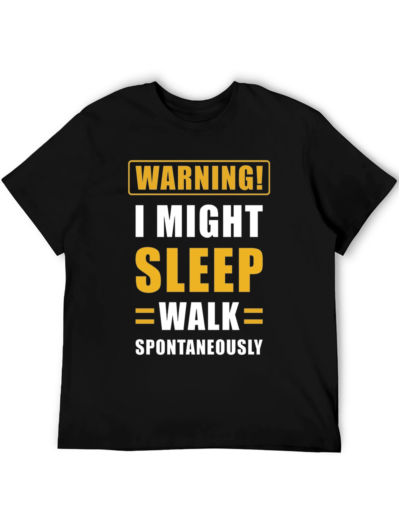 Black Warning Sleepwalk T-Shirt - Funny Sleepwalking Tee view 5