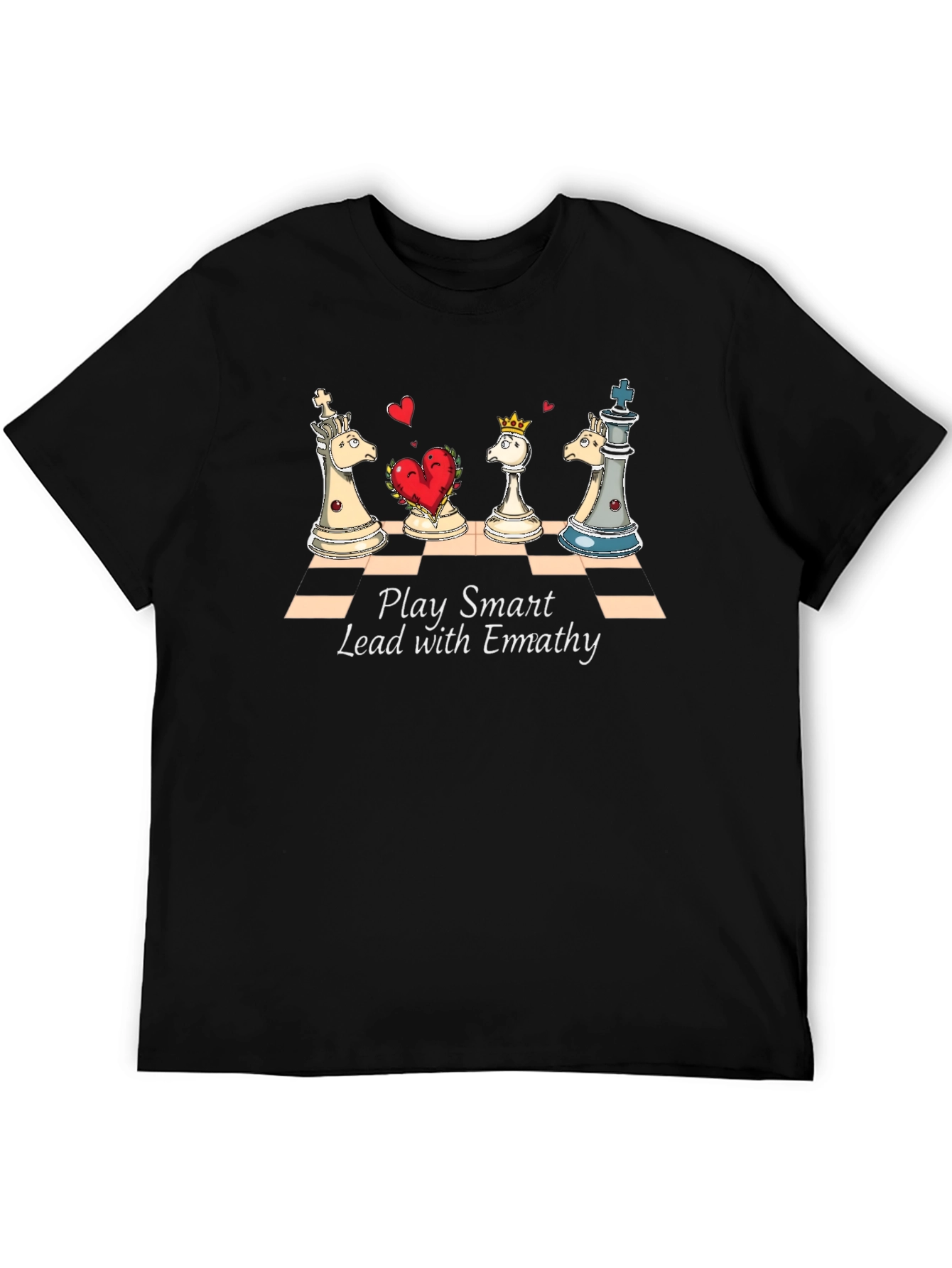 Black Chess Empathy Graphic Tee - Play Smart Lead With Empathy view 5