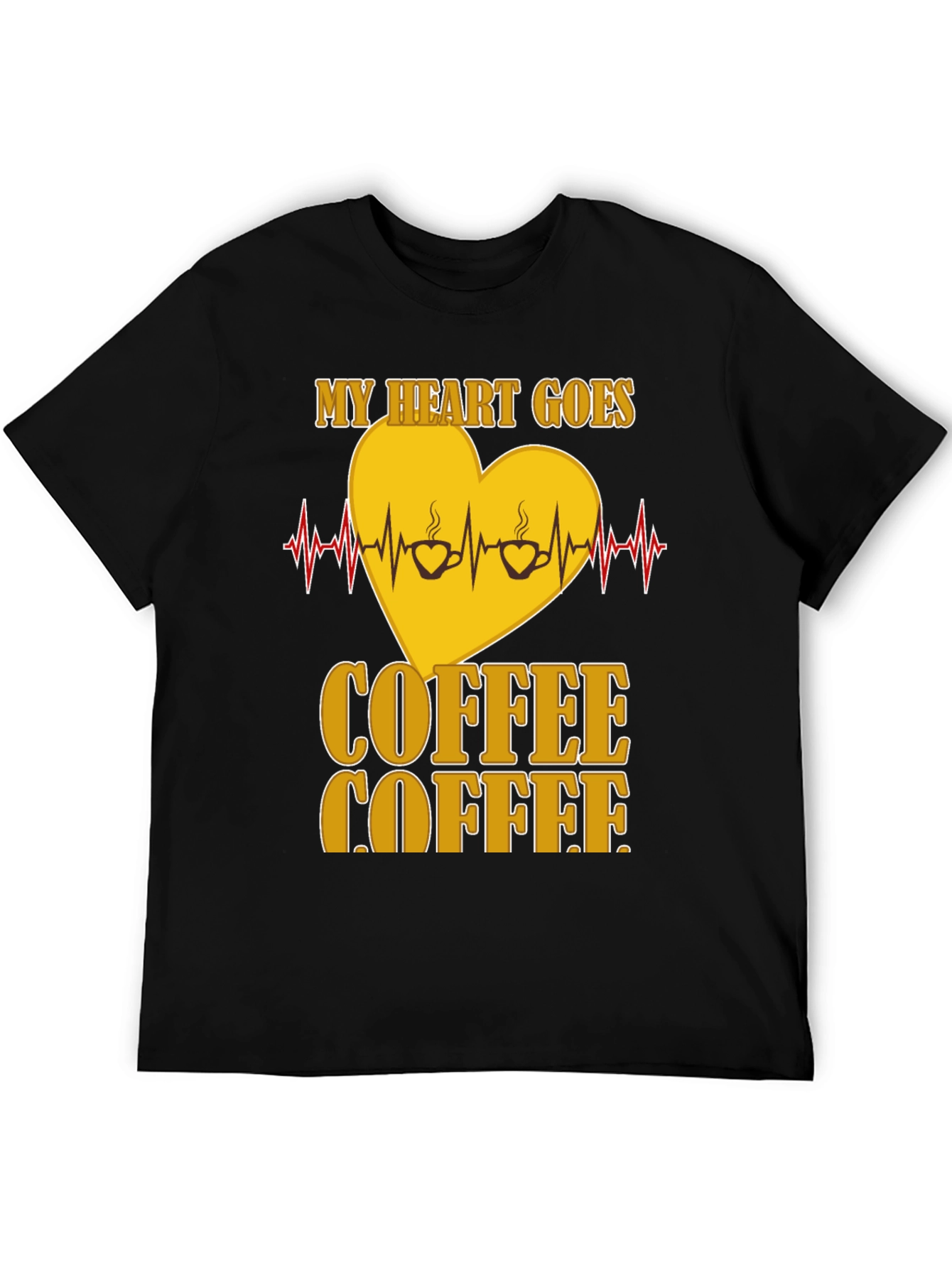 Black Coffee Lover's Heartbeat T-Shirt view 5