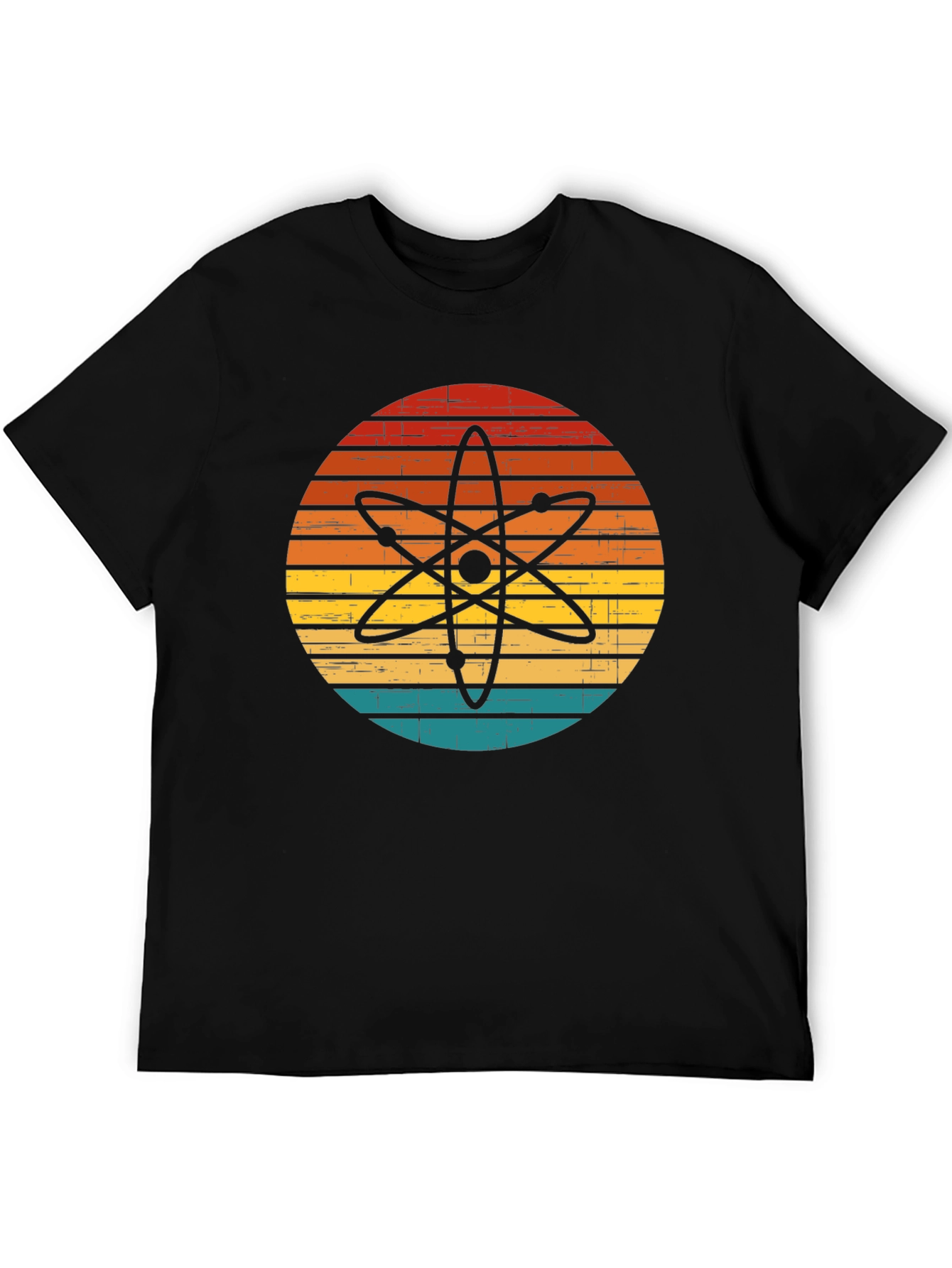 Black Retro Atom Graphic T-Shirt - Science Style view 5